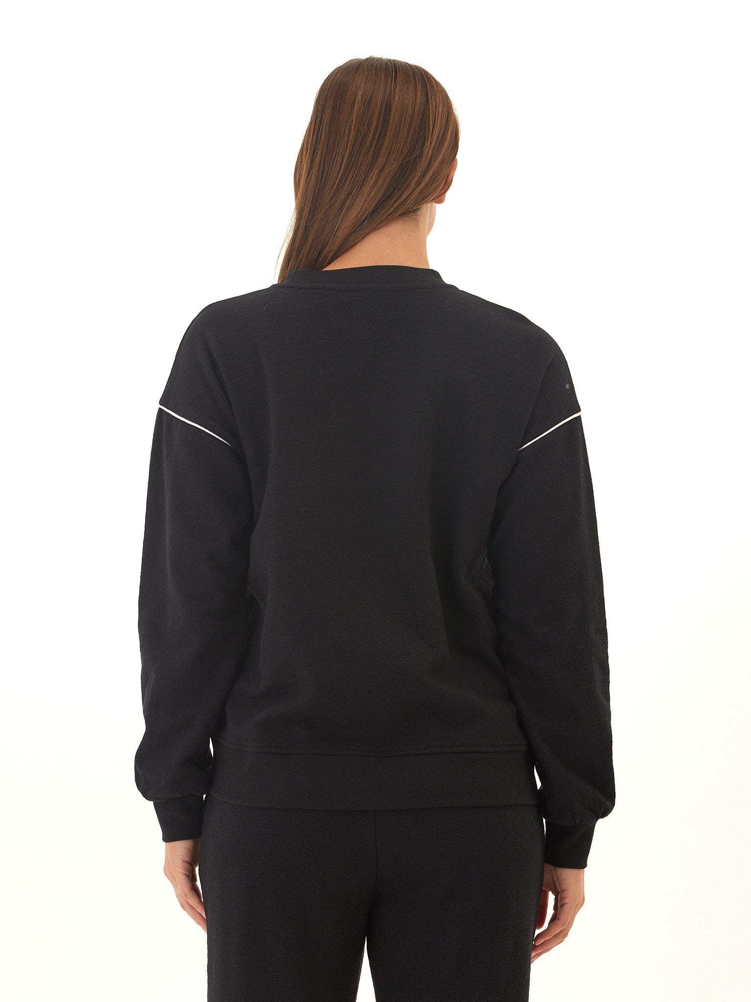 Kiesha Slub Terry Piping Detail Crew Neck Pullover