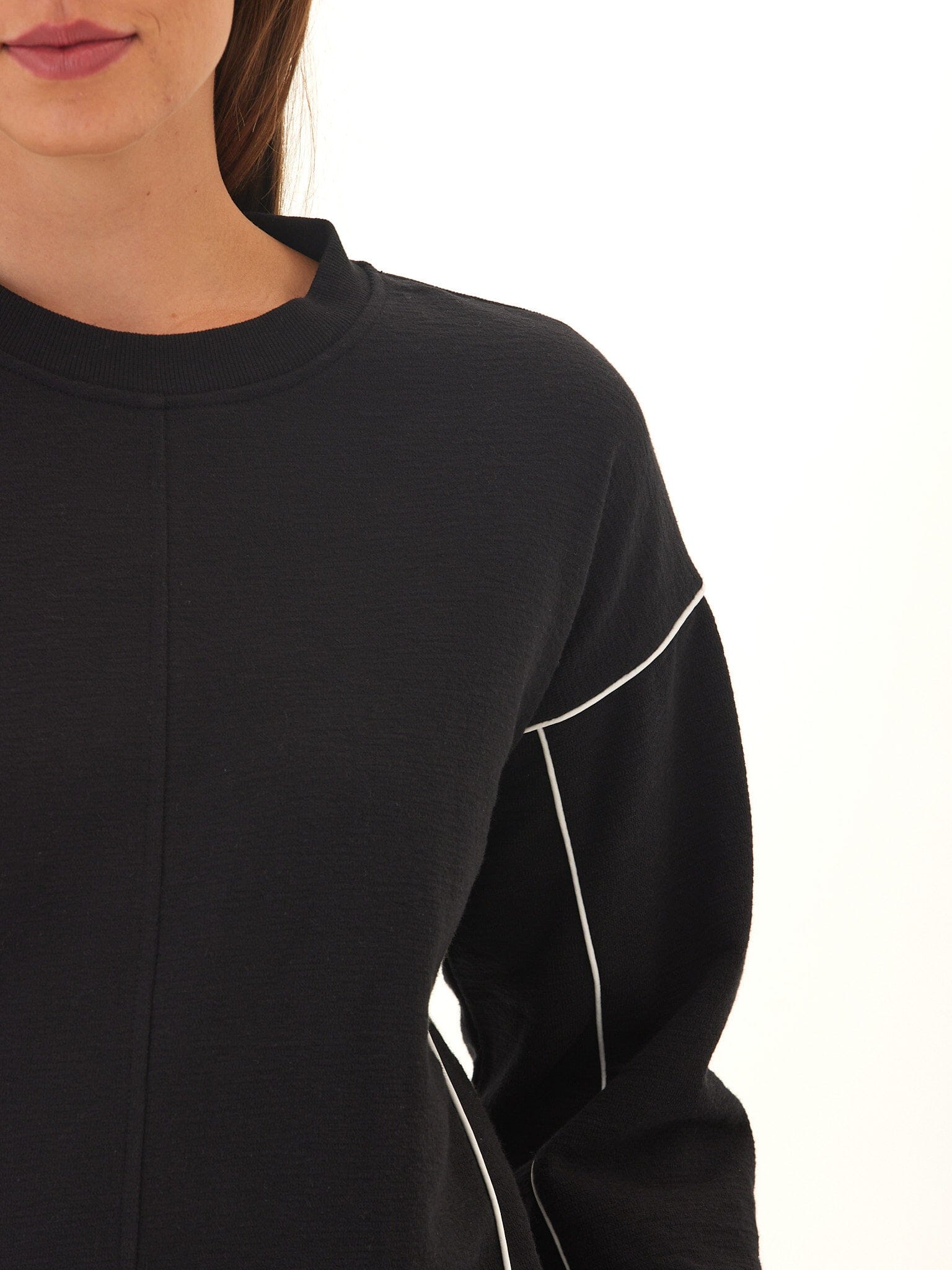 Kiesha Slub Terry Piping Detail Crew Neck Pullover