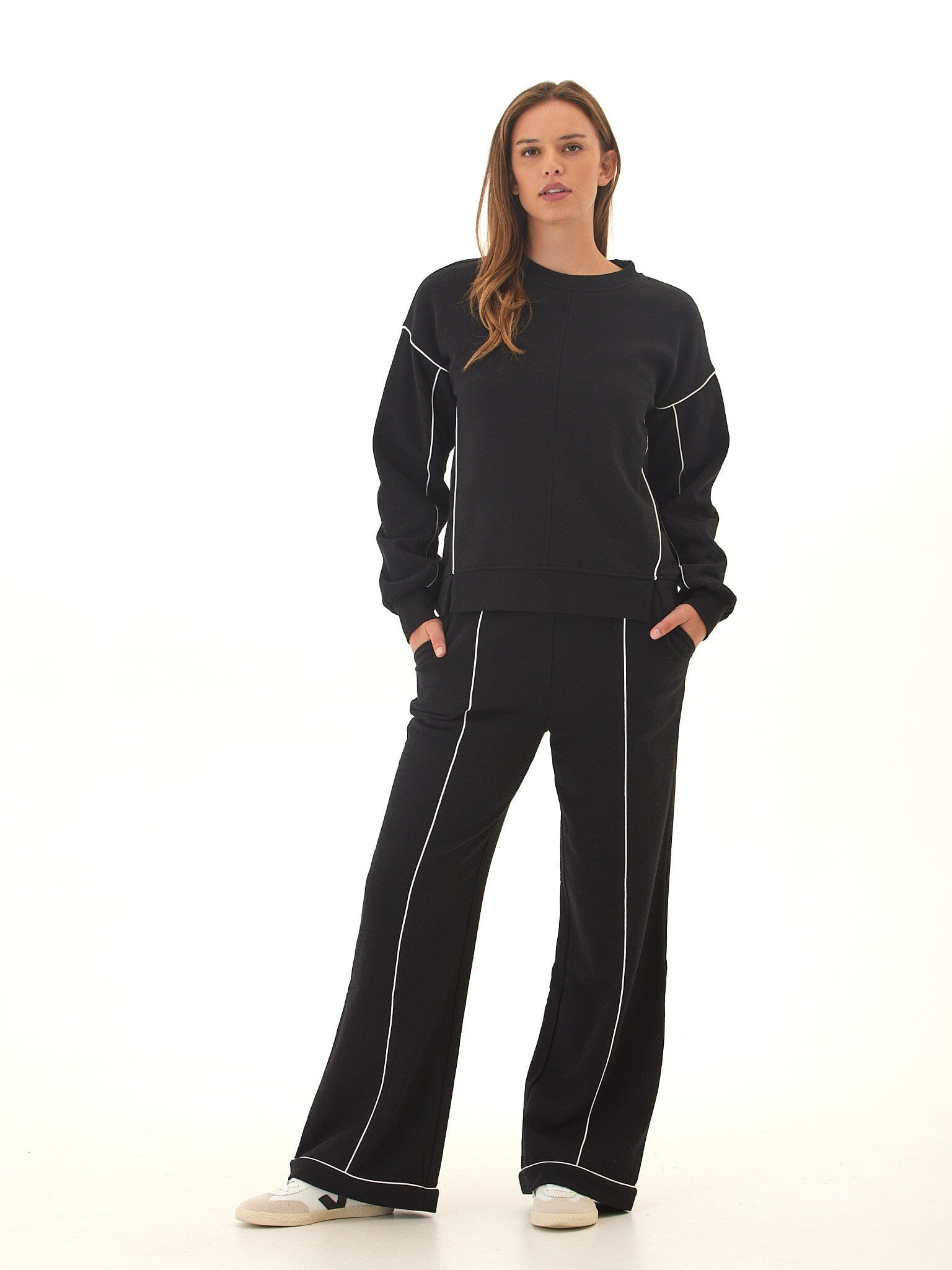 Women's Slub Terry Piping Detail Boot Cut Lounge Pants