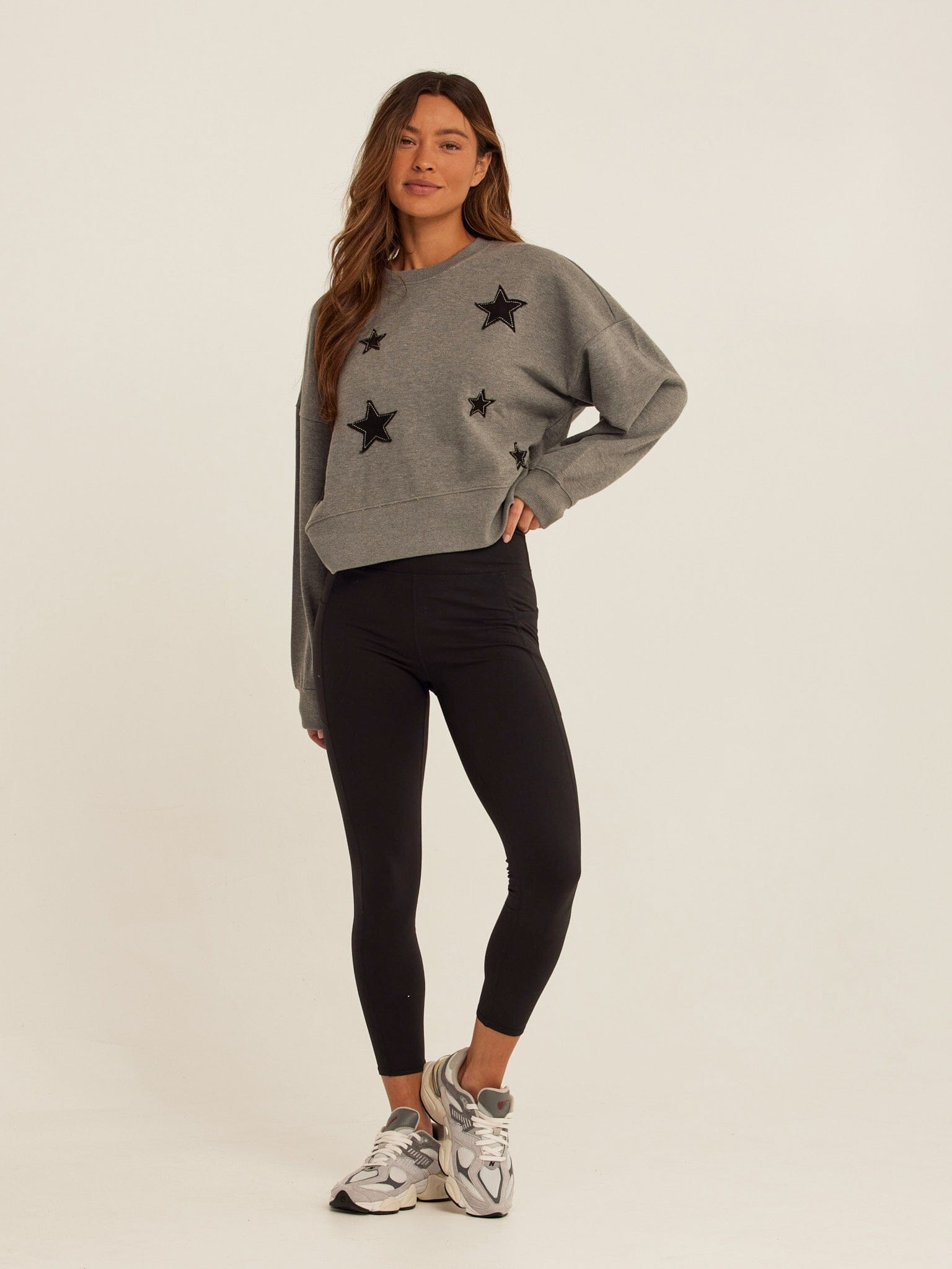 Naia Cotton Blend Terry Patchwork Pullover Sweater for Everyday