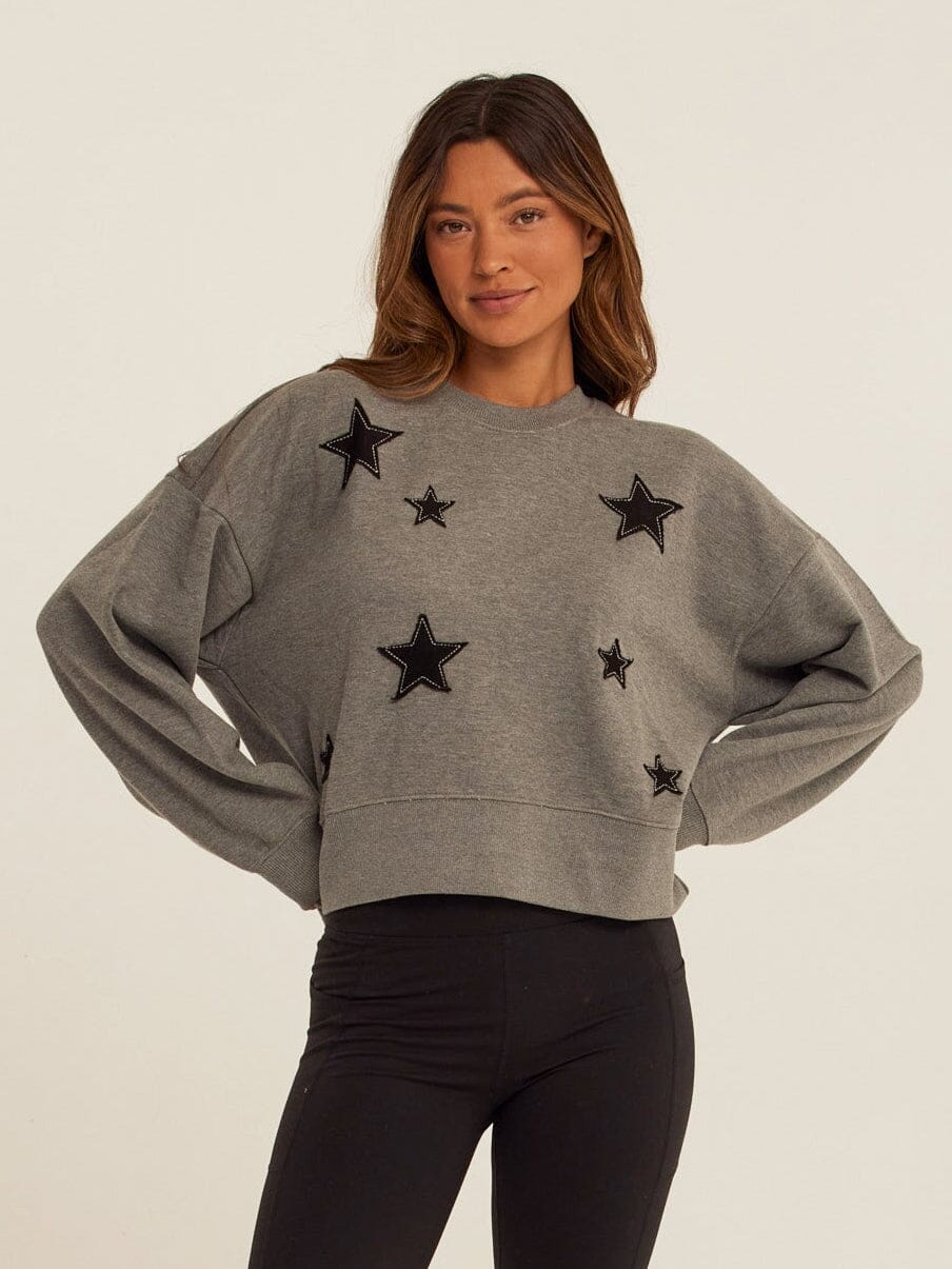 Naia Cotton Blend Terry Patchwork Pullover Sweater for Everyday