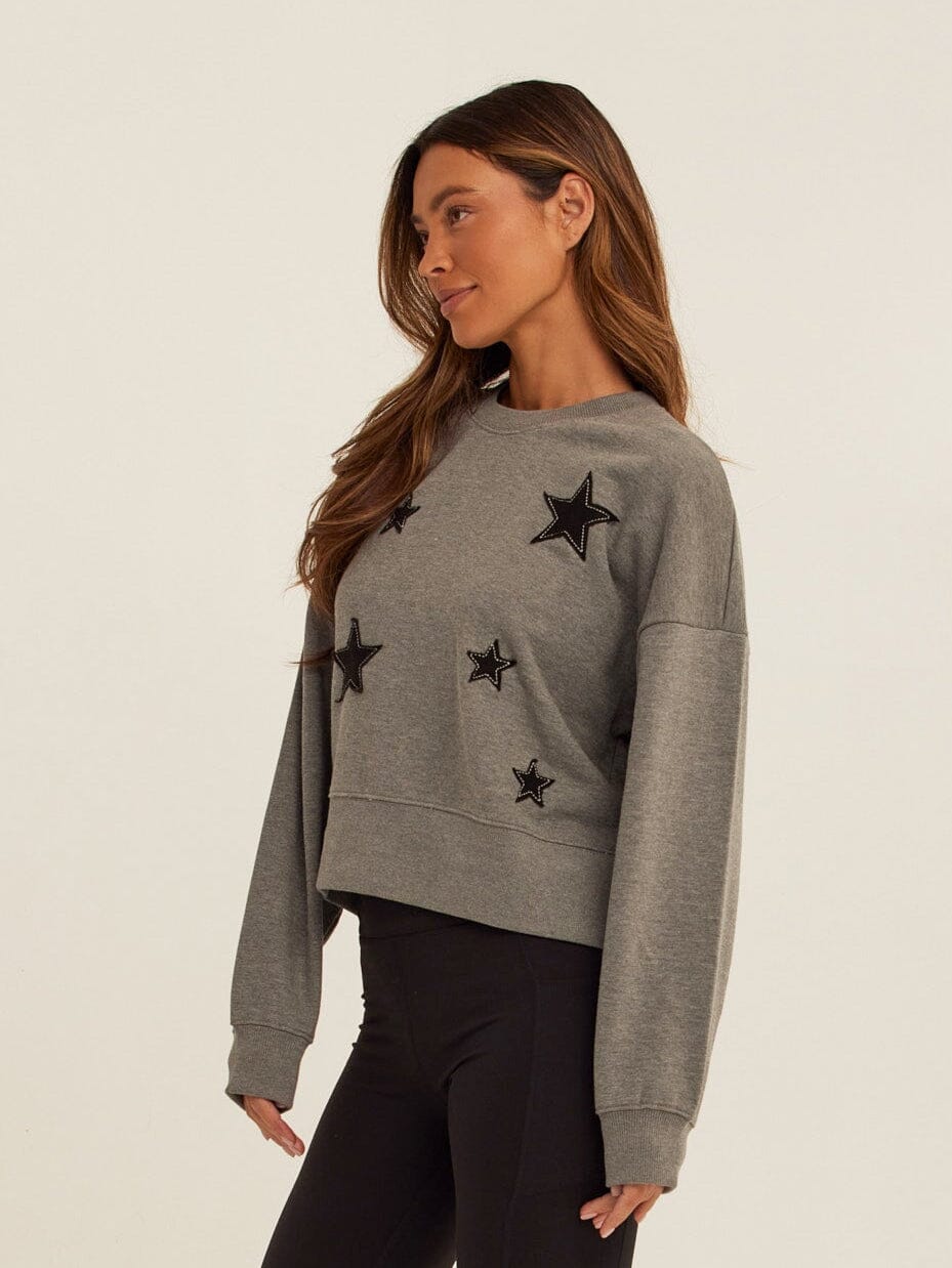Naia Cotton Blend Terry Patchwork Pullover Sweater for Everyday