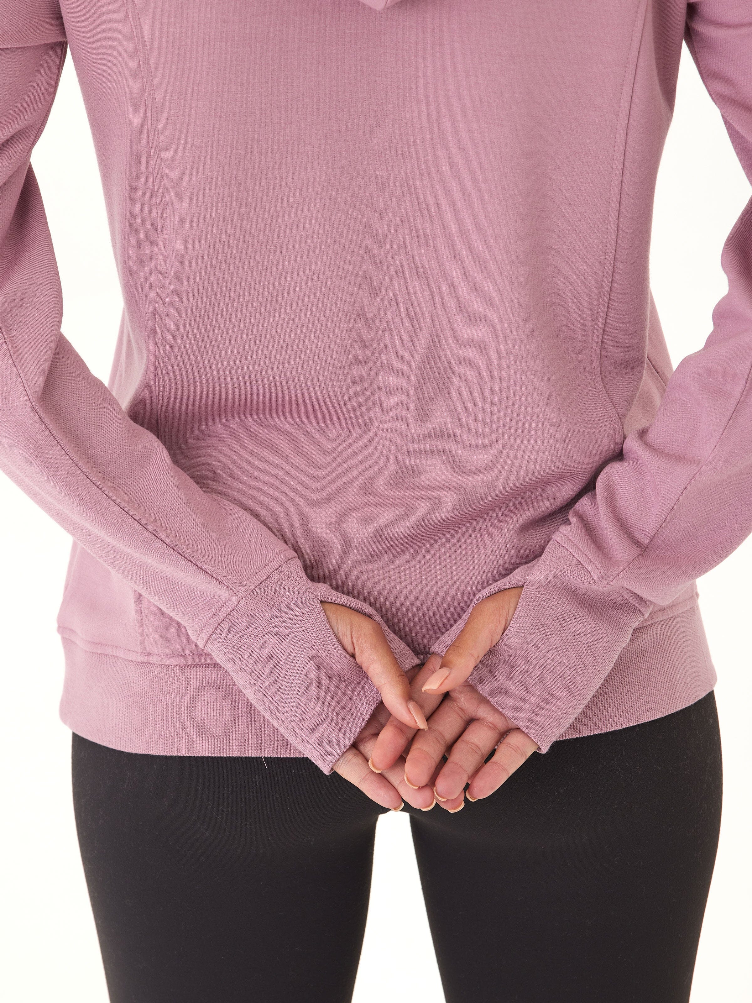 Neyra Feather Fleece Full-Zip Hoodie in Mauve and Dusty Rose