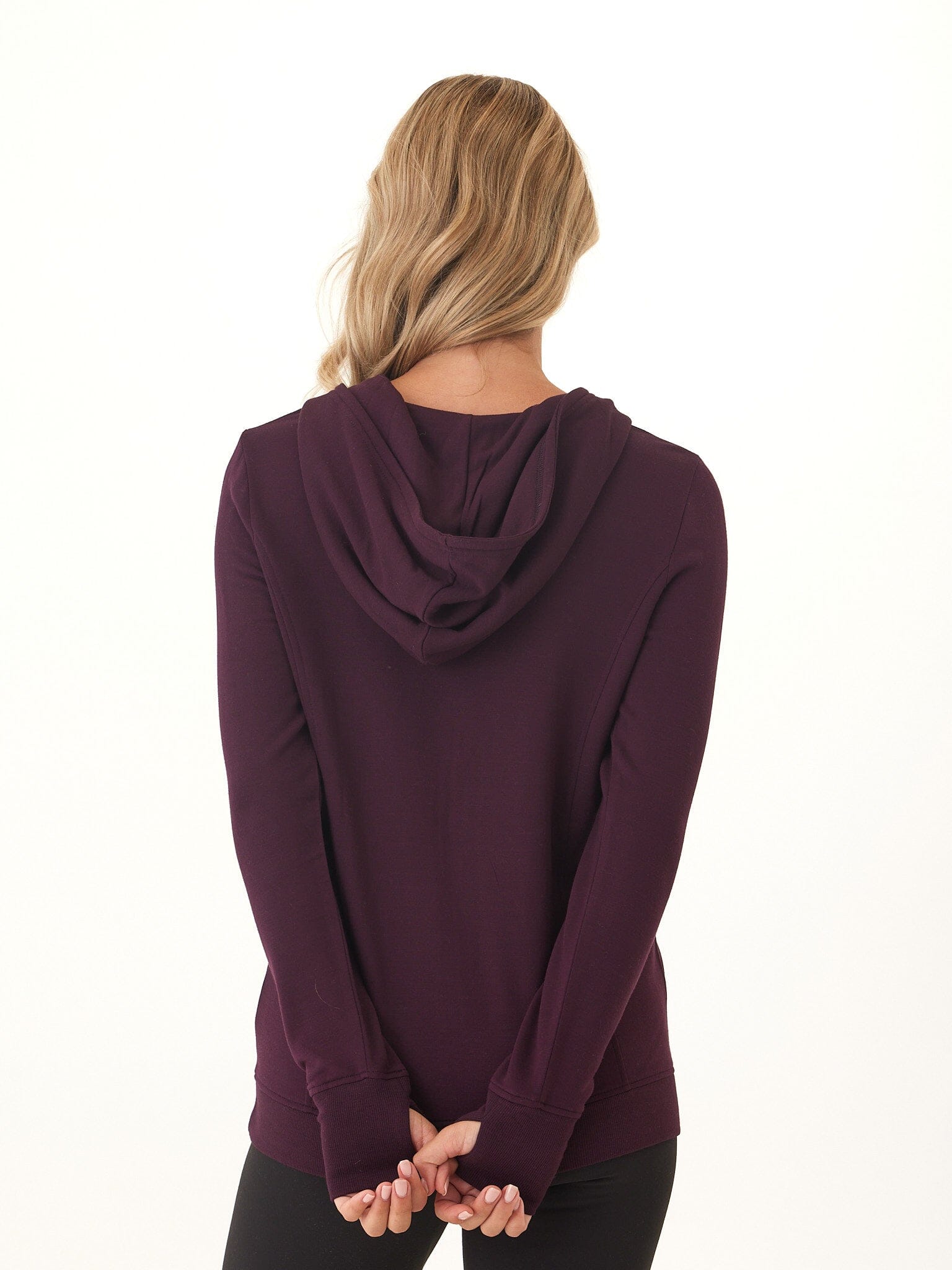 Neyra Feather Fleece Full-Zip Hoodie with Thumbhole Sleeves