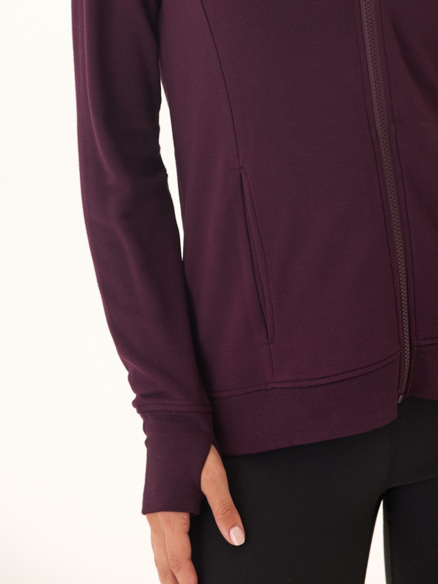 Neyra Feather Fleece Full-Zip Hoodie with Thumbhole Sleeves
