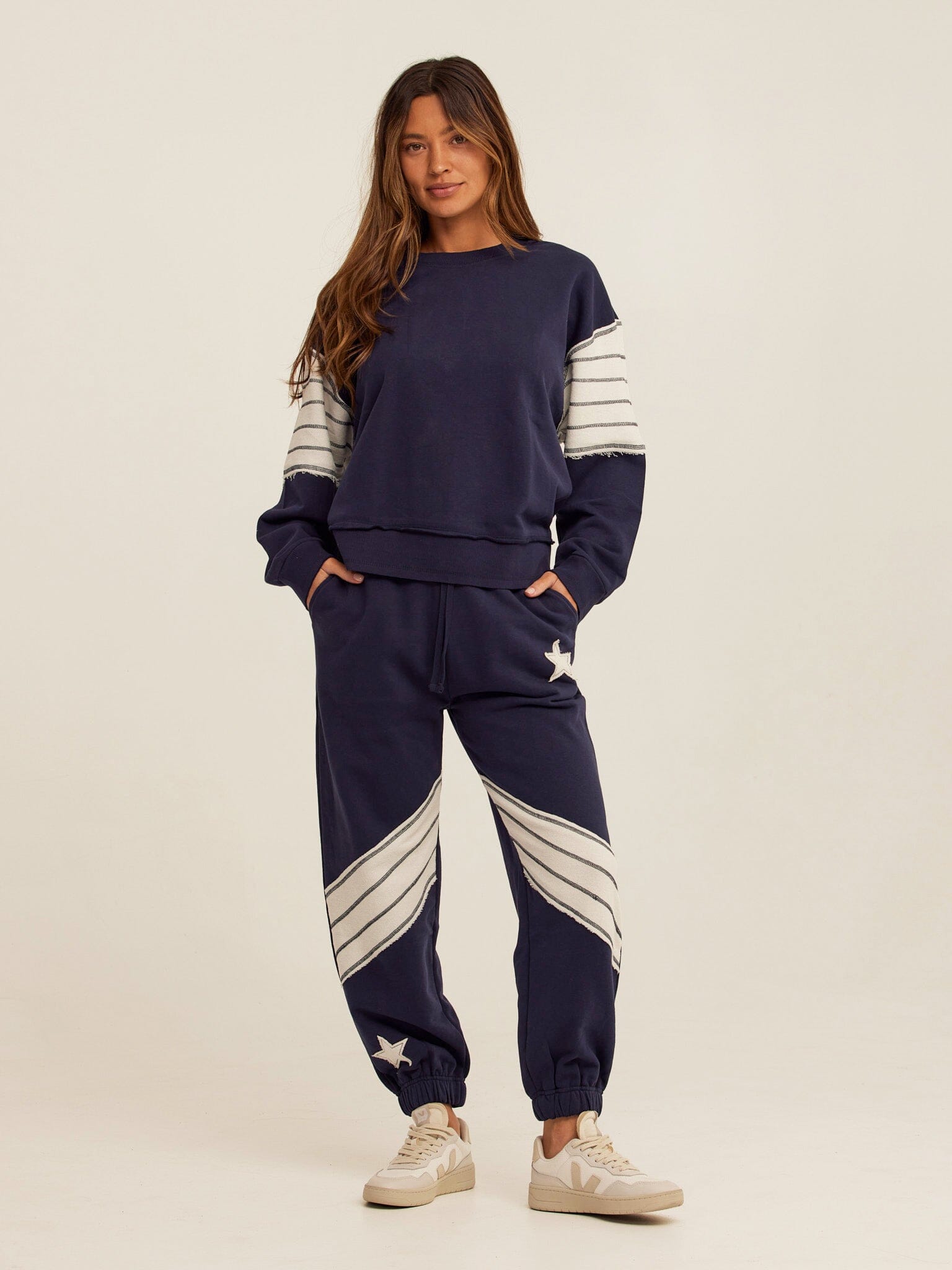 Eulalie Cotton Terry Patchwork Jogger