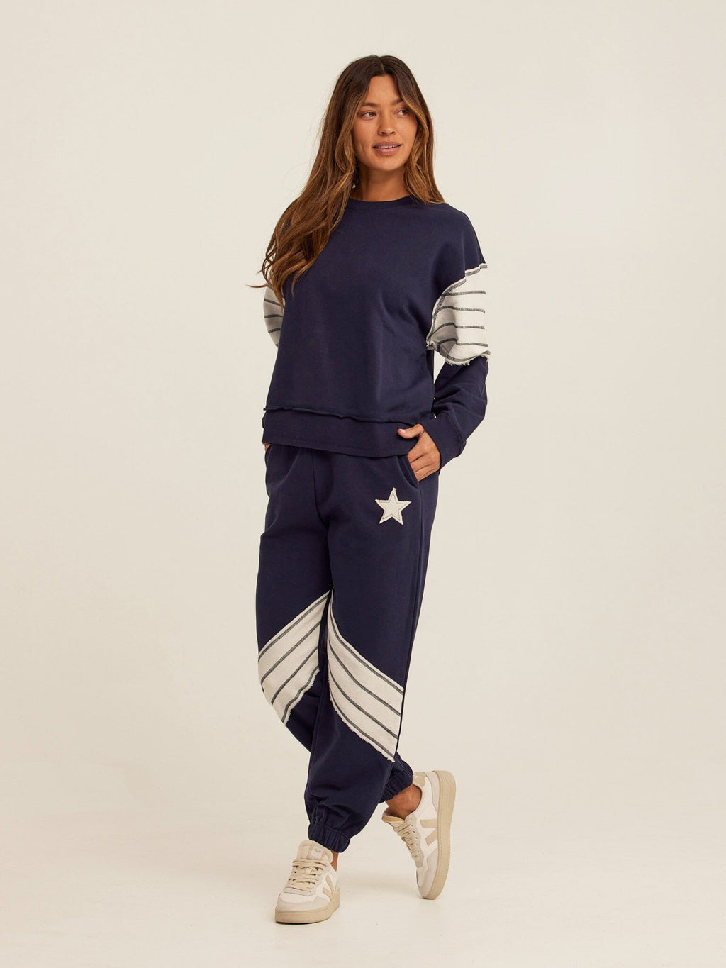 Eulalie Cotton Terry Patchwork Jogger