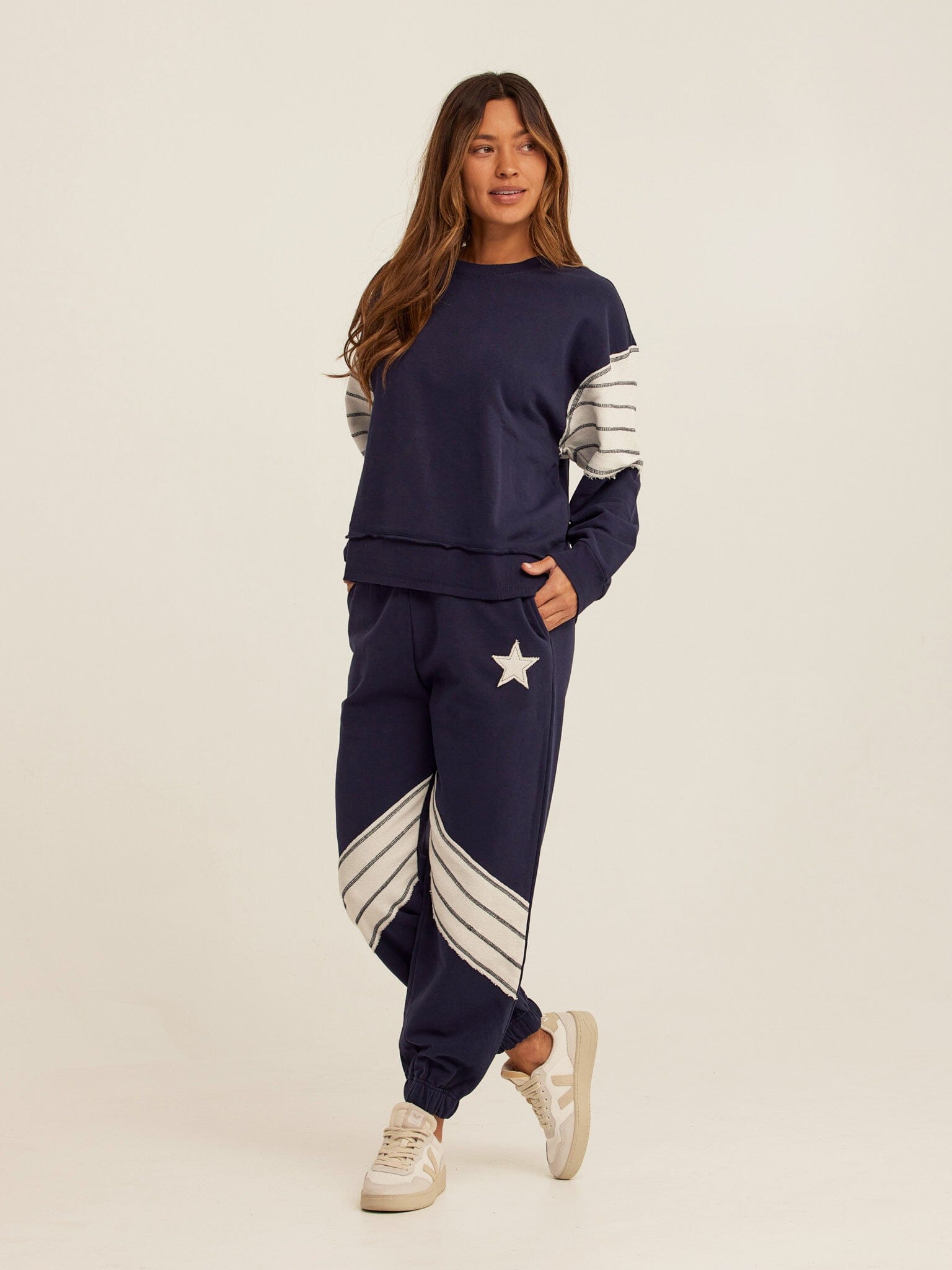 Eulalie Cotton Terry Patchwork Jogger
