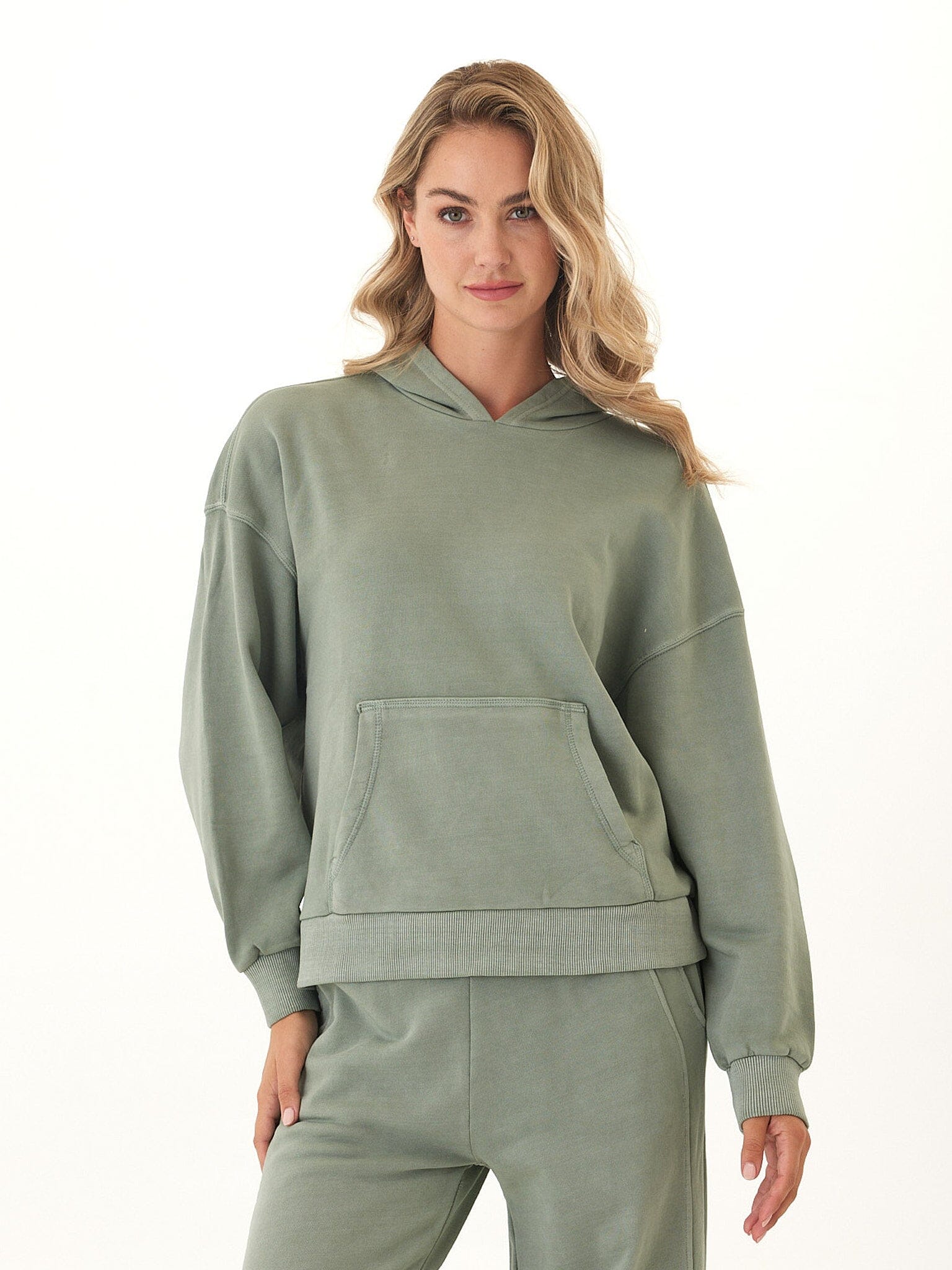 Mineral Wash Cotton Terry Pullover Hoodie in Relaxed Fit