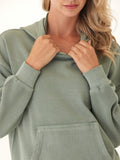 Mineral wash cotton terry pullover hoodie in a relaxed silhouette