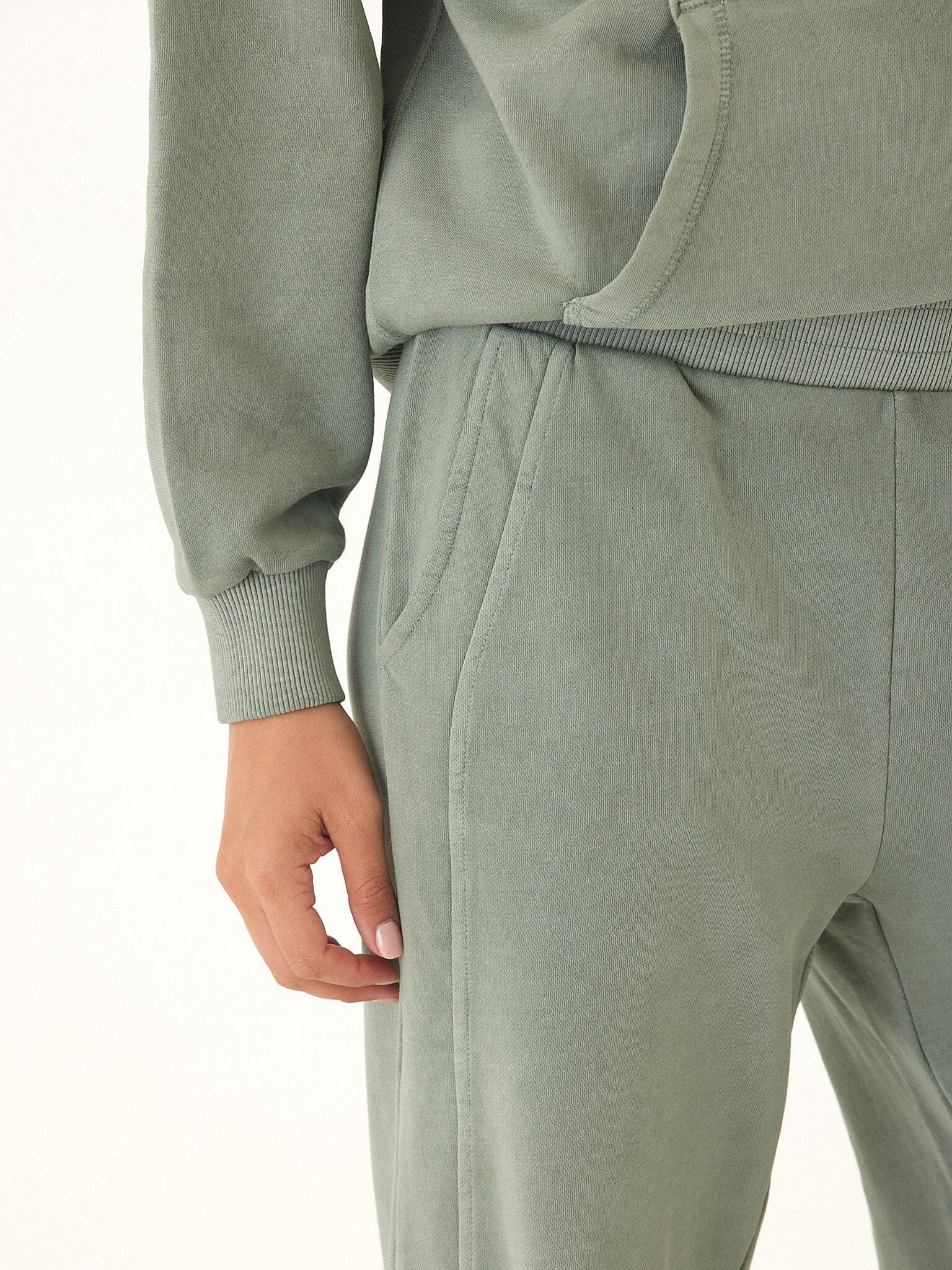 Core Feather Fleece Sweatpant in Sage Green - Minimalist Loungewear