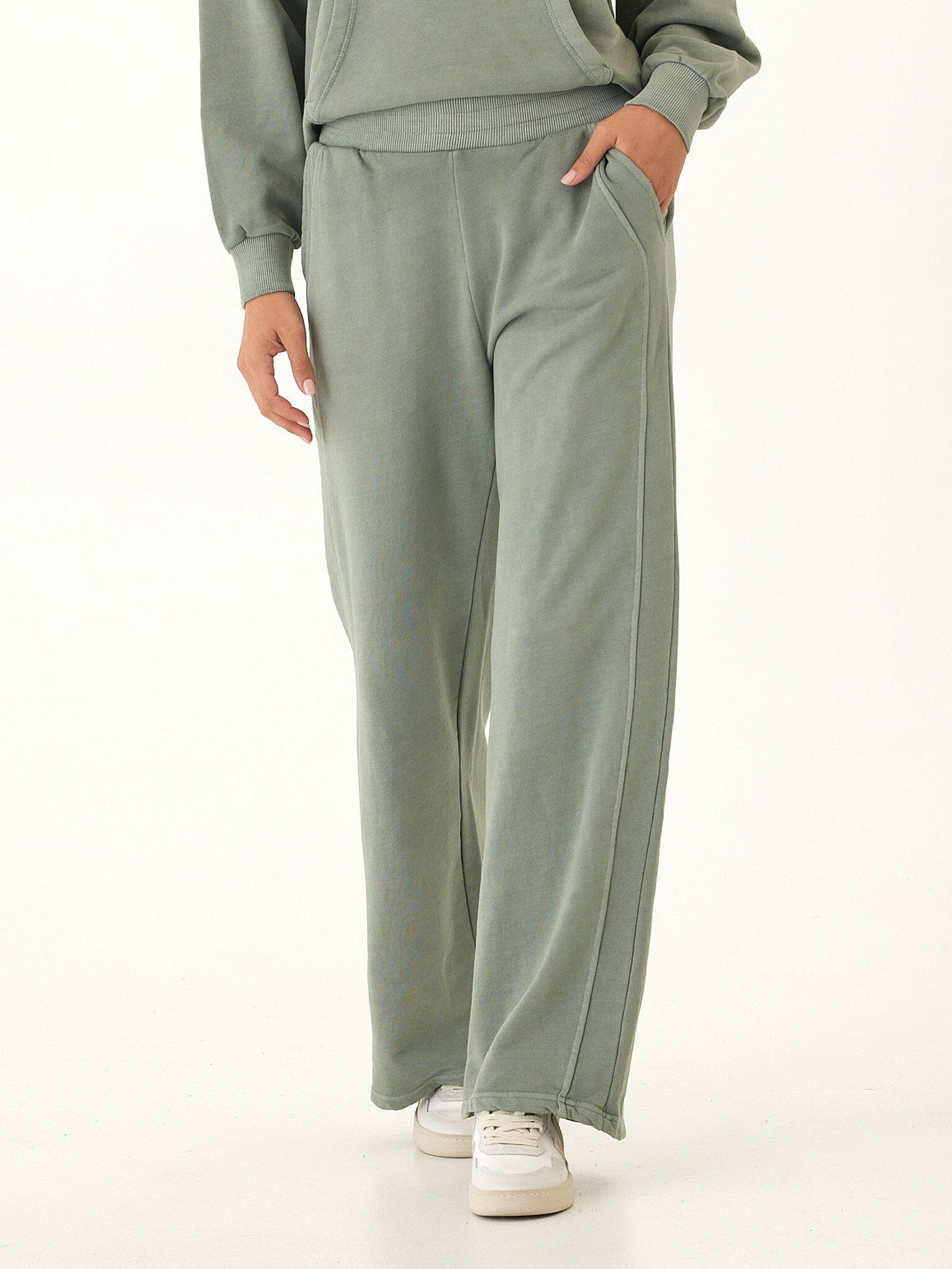 Core Feather Fleece Sweatpant in Sage Green - Minimalist Loungewear