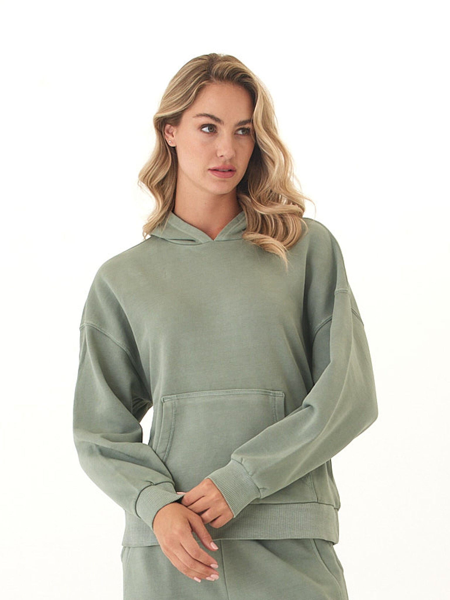 Mineral Wash Cotton Terry Pullover Hoodie in Relaxed Fit