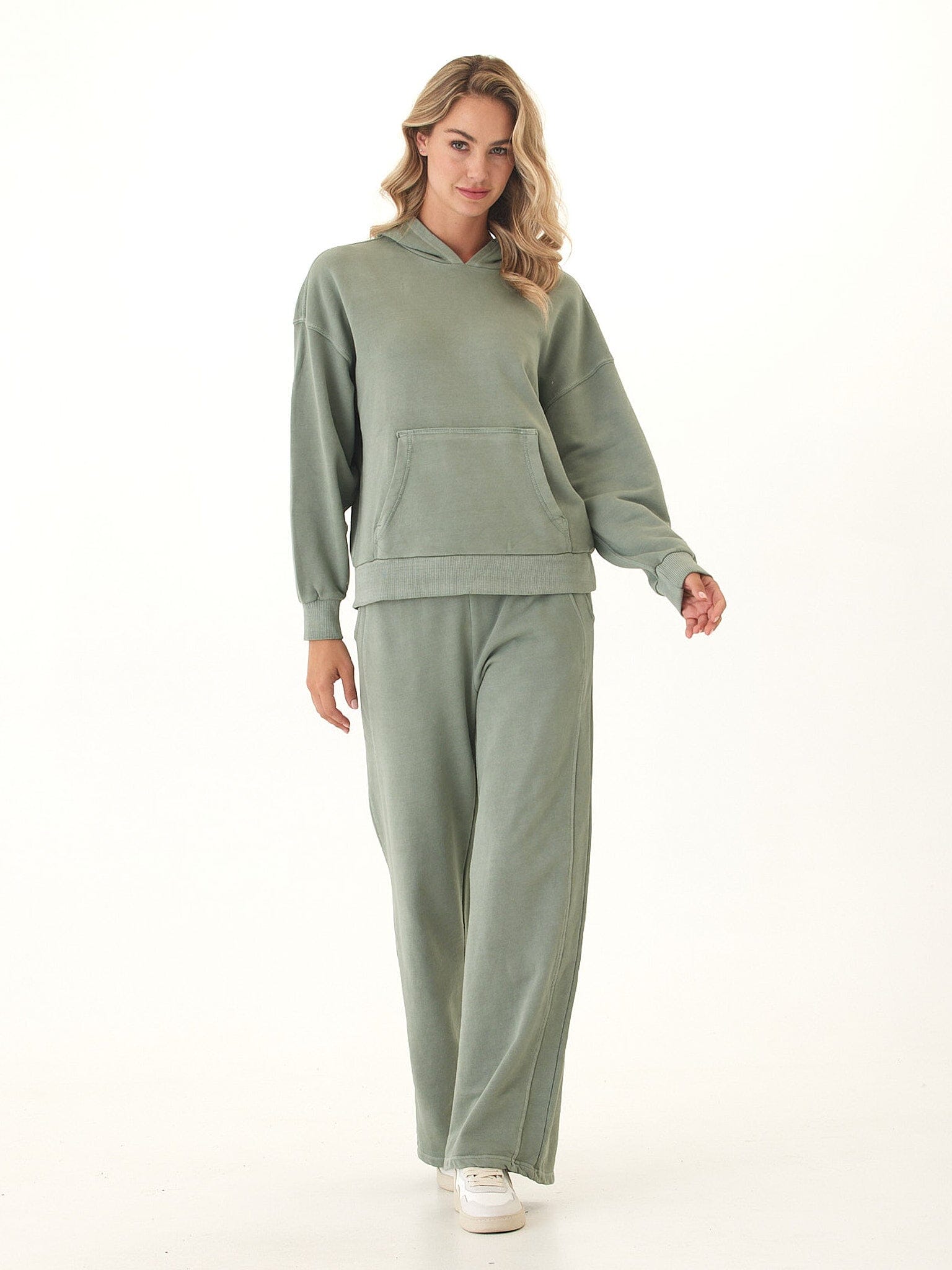 Mineral Wash Cotton Terry Pullover Hoodie in Relaxed Fit