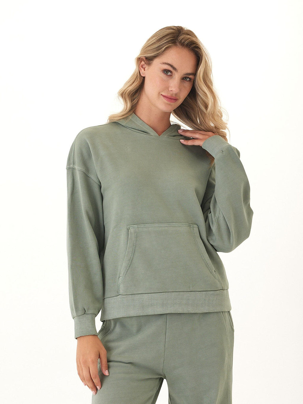 Mineral Wash Cotton Terry Pullover Hoodie in Relaxed Fit