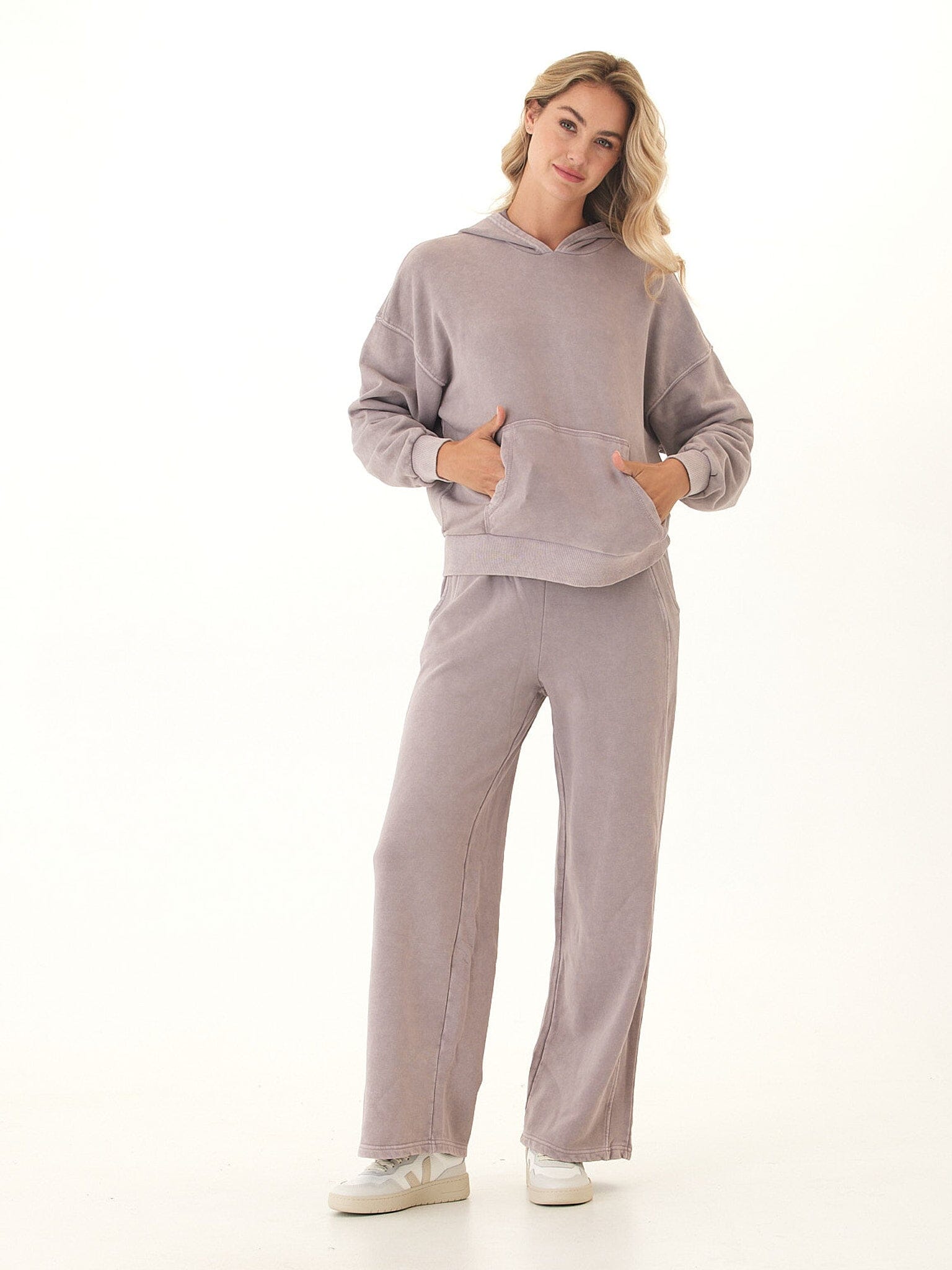 Mineral Wash Cotton Terry Pullover Hoodie in Relaxed Fit