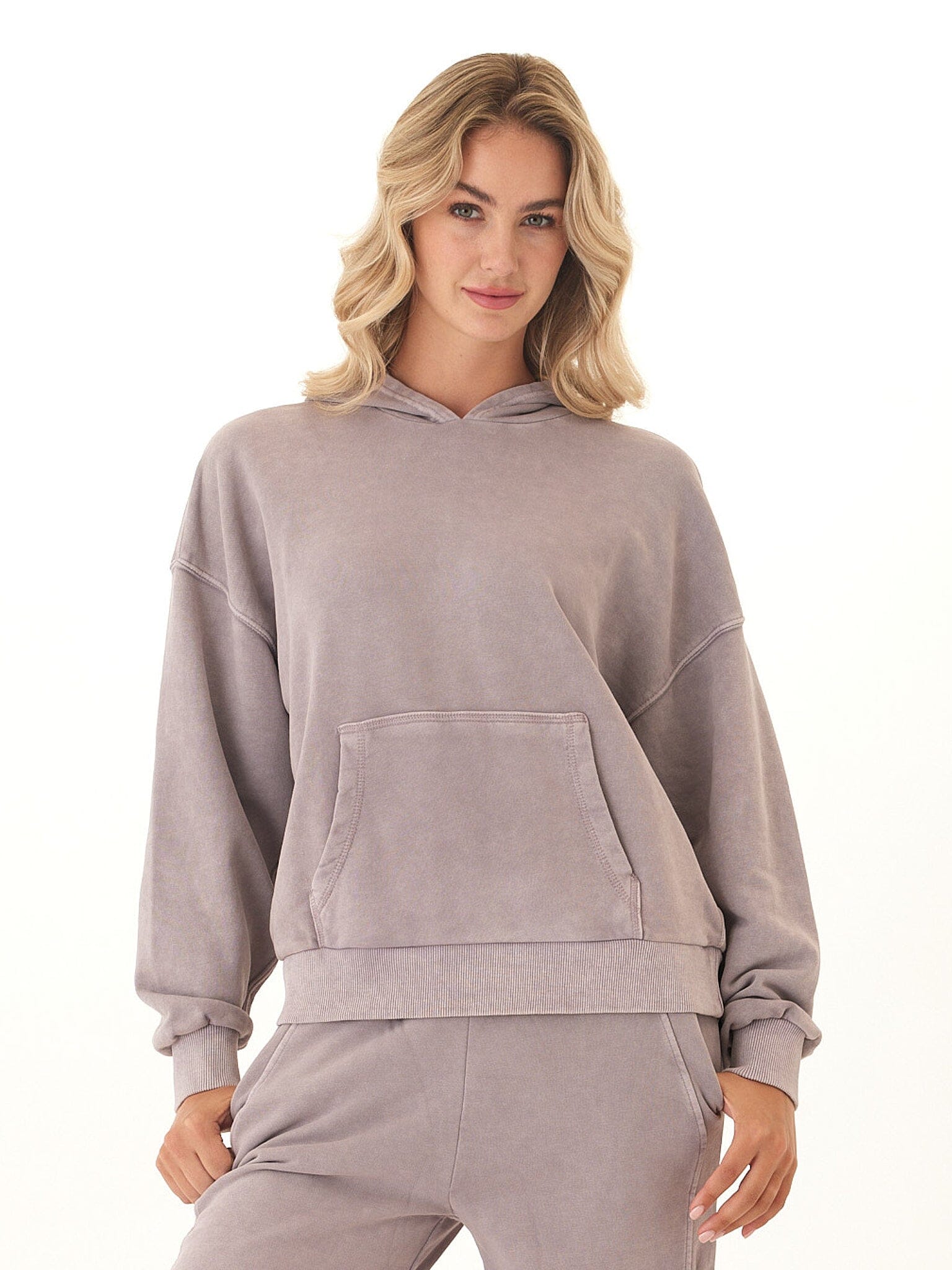 Mineral Wash Cotton Terry Pullover Hoodie in Relaxed Fit