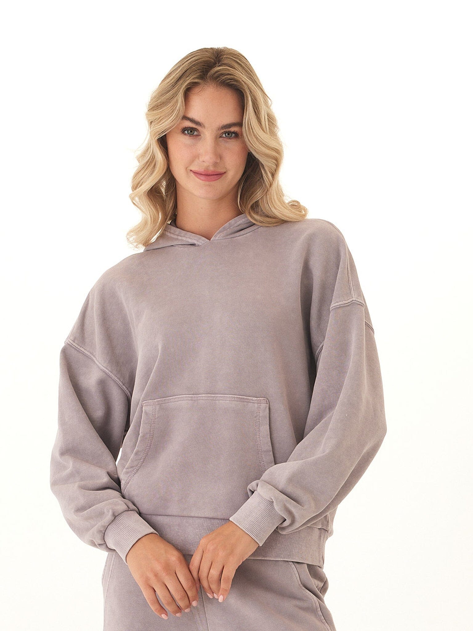 Mineral Wash Cotton Terry Pullover Hoodie in Relaxed Fit