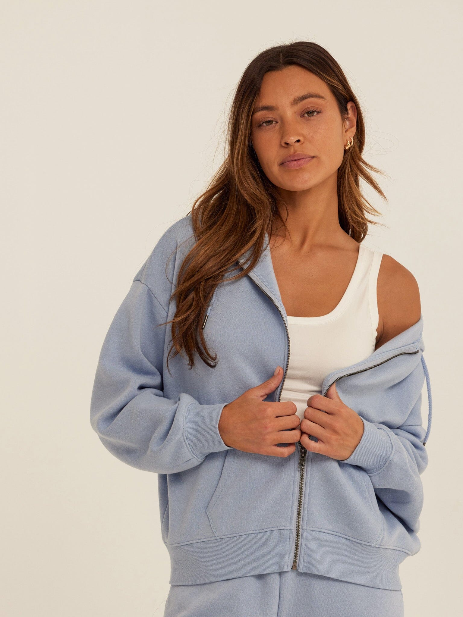 Light blue core triblend fleece full-zip sweatshirt