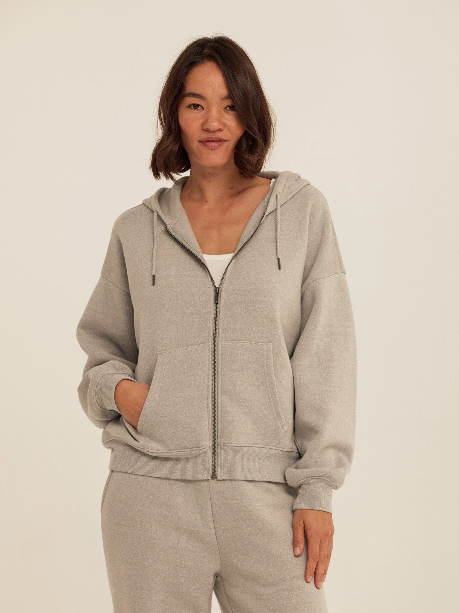 Women's Core Triblend Fleece Zip Sweatshirt in Light Grey