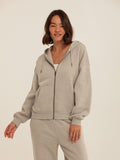 Light Grey Core Triblend Fleece Zip Sweatshirt, showcasing the knit fabric and zip closure.