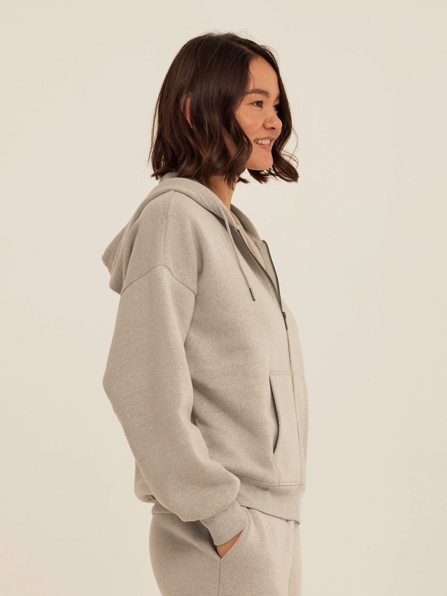 Women's Core Triblend Fleece Zip Sweatshirt in Light Grey