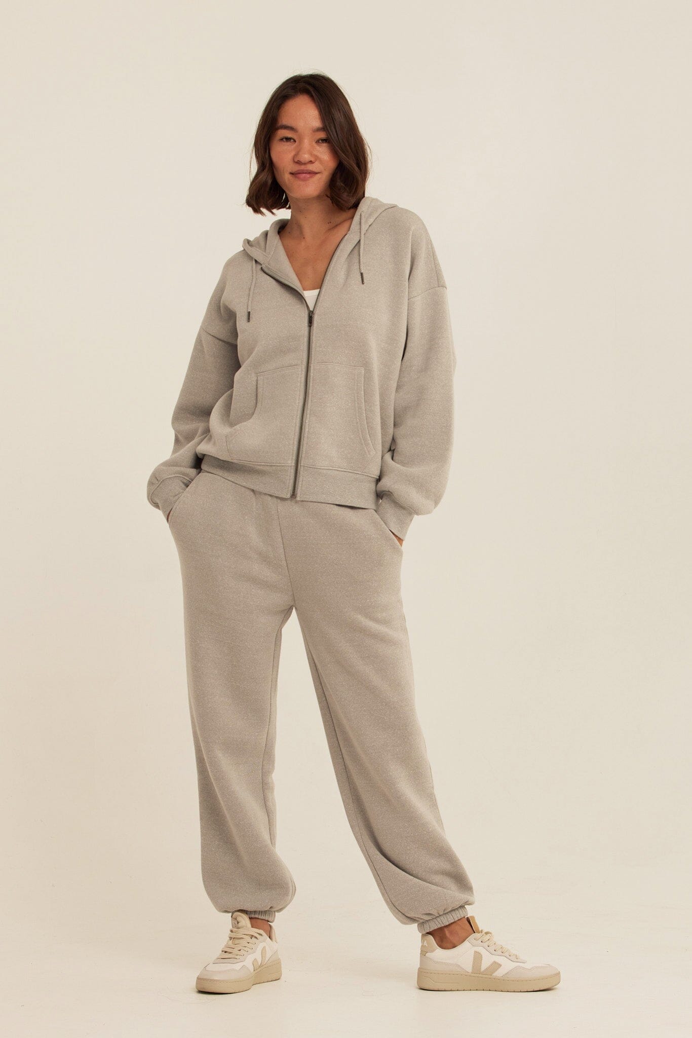 Women's Core Triblend Fleece Zip Sweatshirt in Light Grey