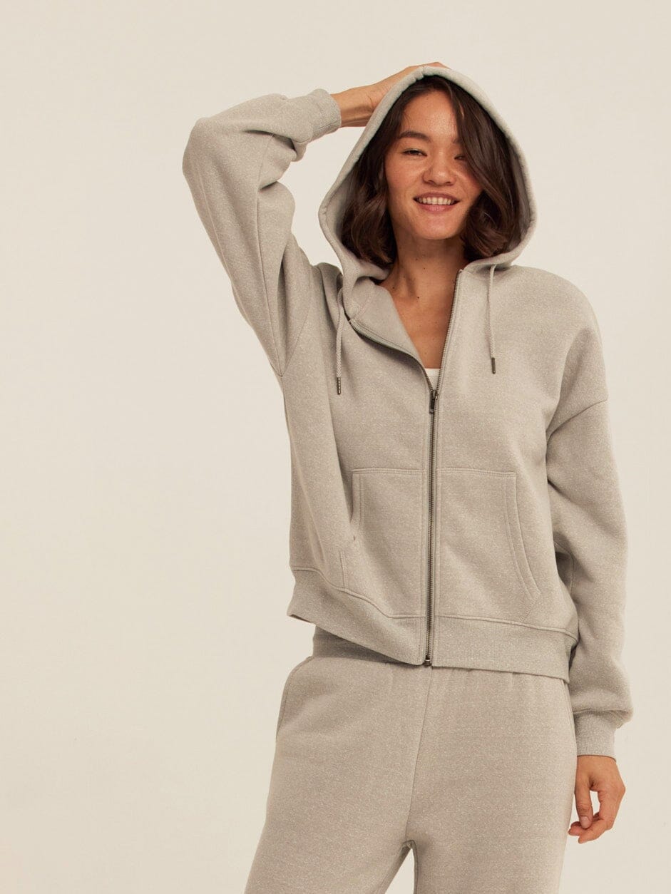 Women's Core Triblend Fleece Zip Sweatshirt in Light Grey