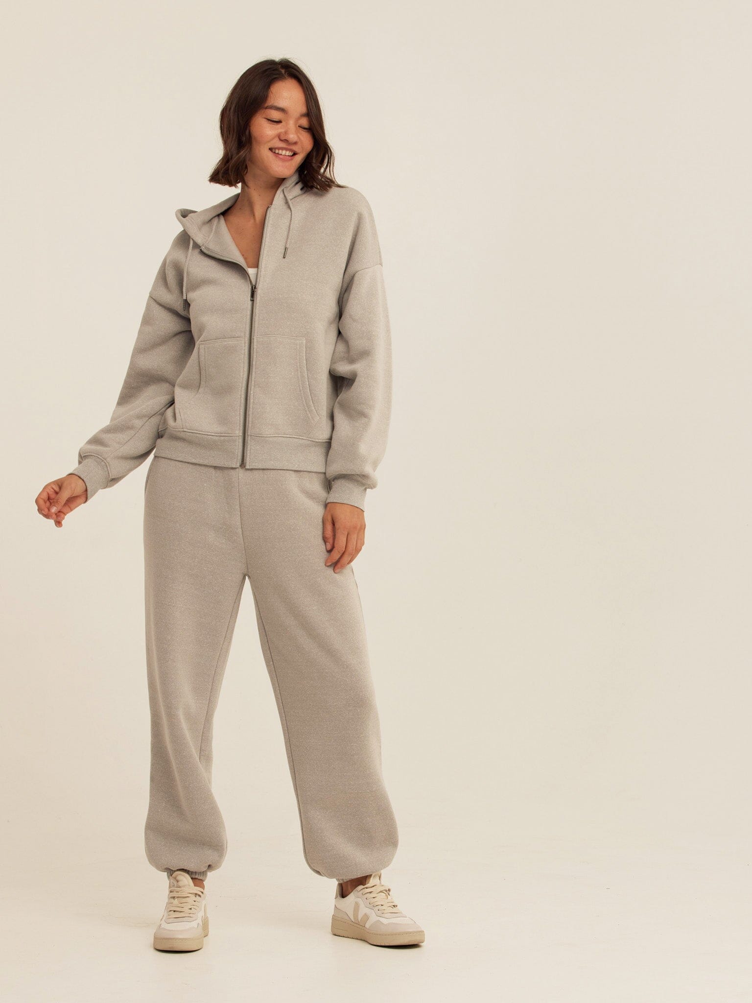 Women's Core Triblend Fleece Zip Sweatshirt in Light Grey