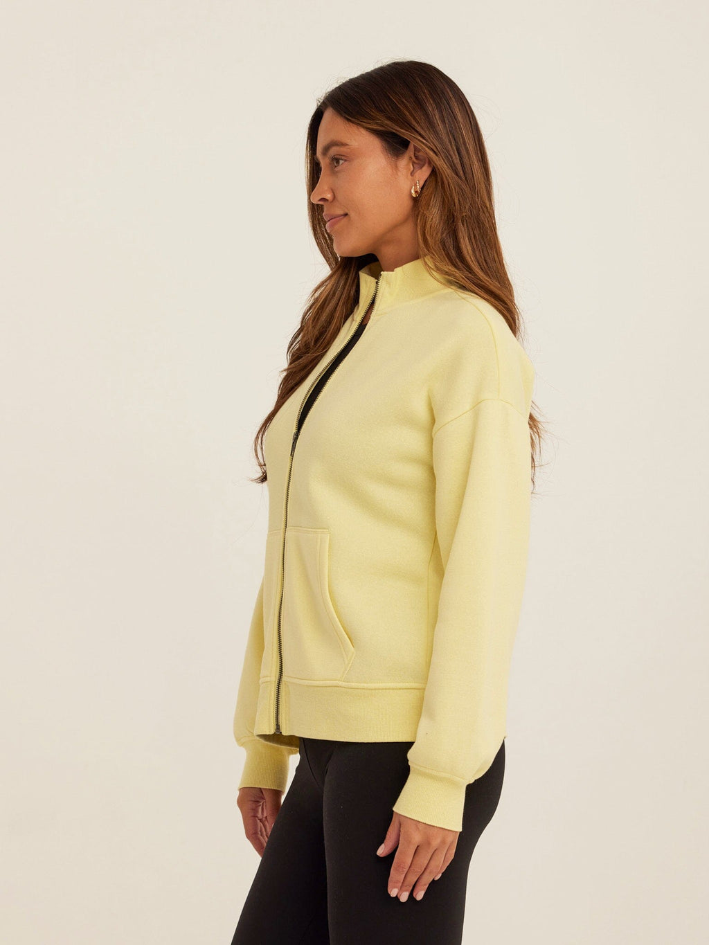 Delacey Triblend Fleece Zip Jacket in Pale Yellow