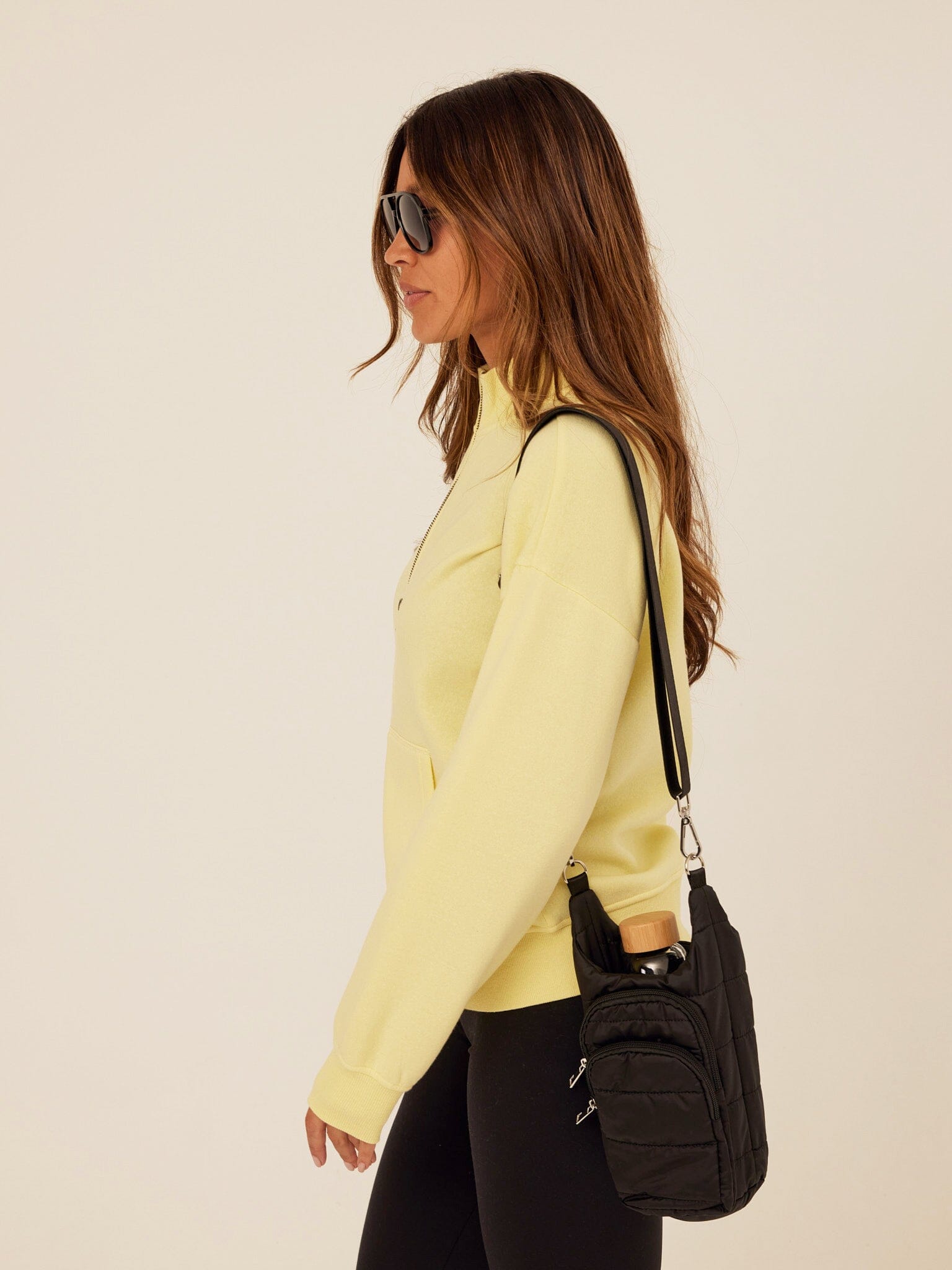 Delacey Triblend Fleece Zip Jacket in Pale Yellow
