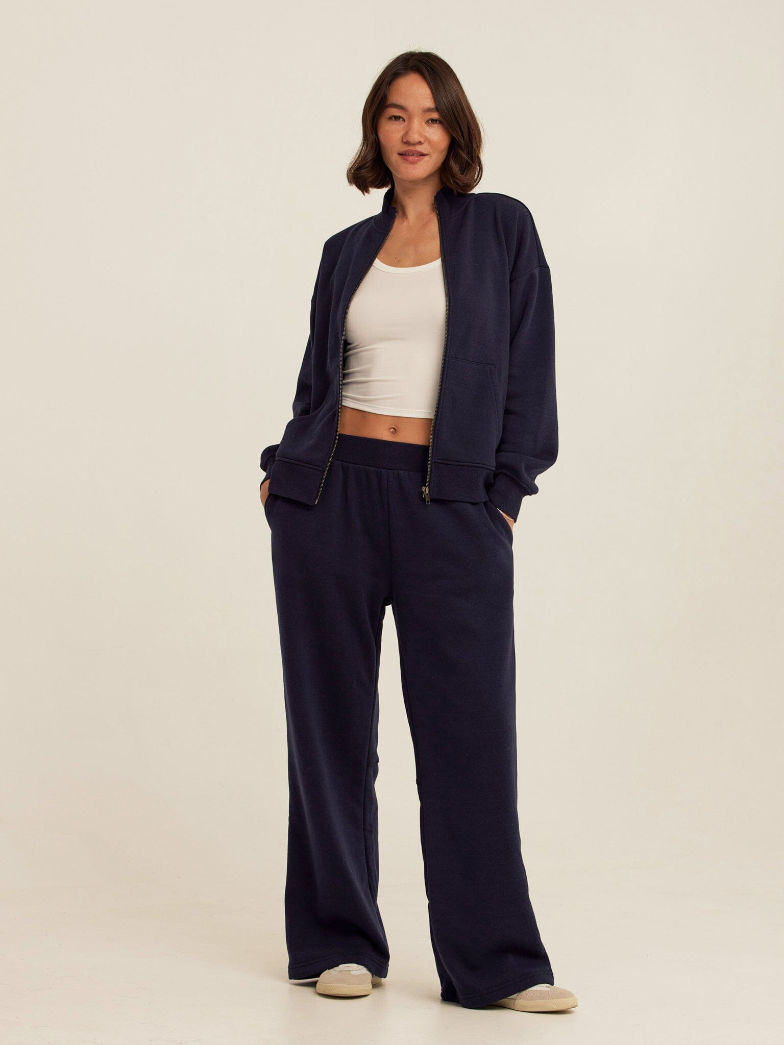 Delacey Women's Triblend Fleece Zip Jacket in Navy Blue