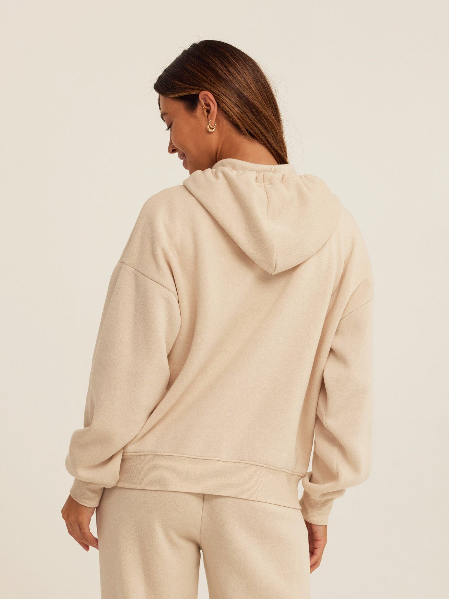 Core Triblend Fleece Zip Sweatshirt in Beige and Cream