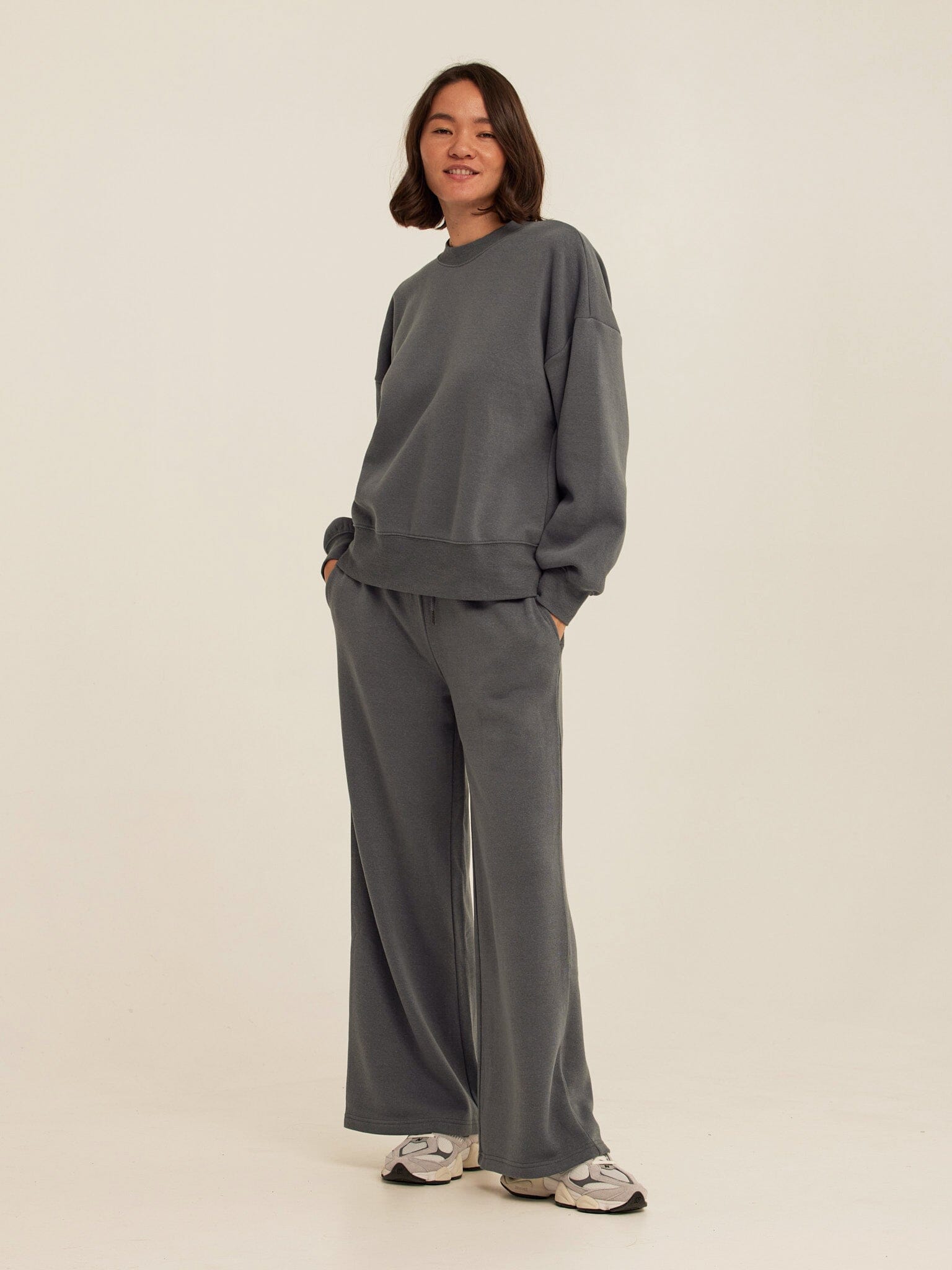 Core Triblend Fleece Crew Neck Sweatshirt in Charcoal Grey