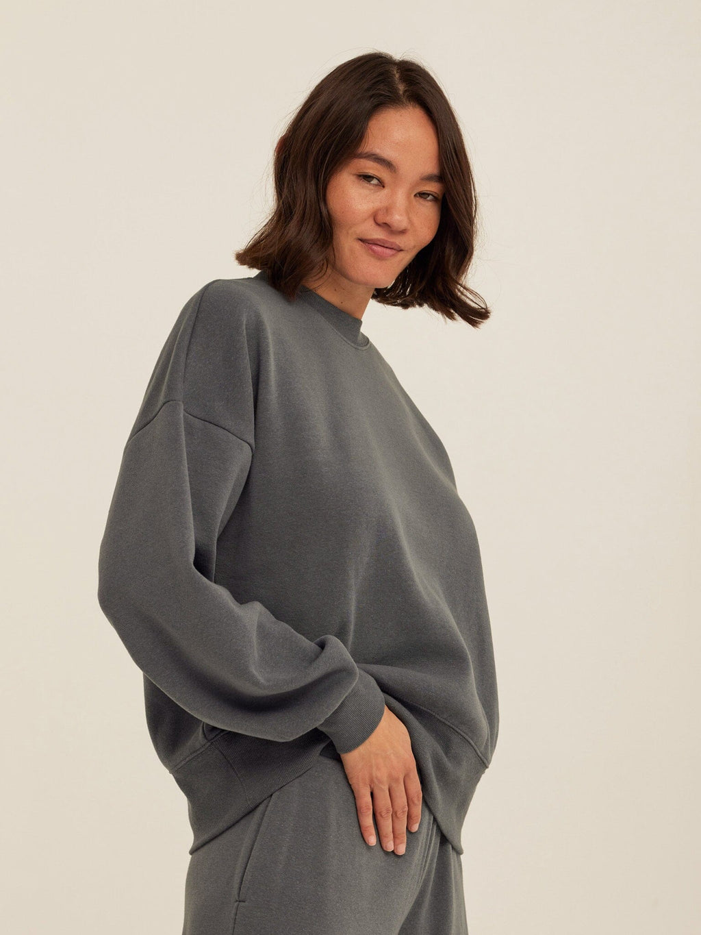 Core Triblend Fleece Crew Neck Sweatshirt in Charcoal Grey