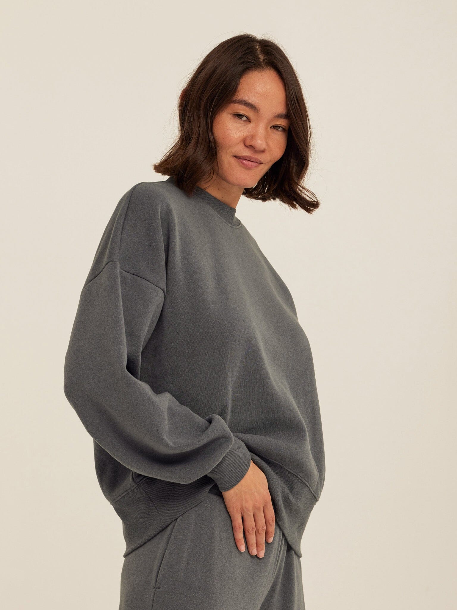 Core Triblend Fleece Crew Neck Sweatshirt in Charcoal Grey