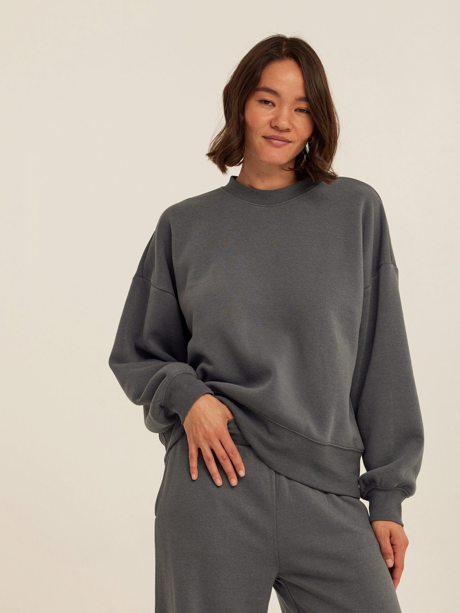 Core Triblend Fleece Crew Neck Sweatshirt in Charcoal Grey
