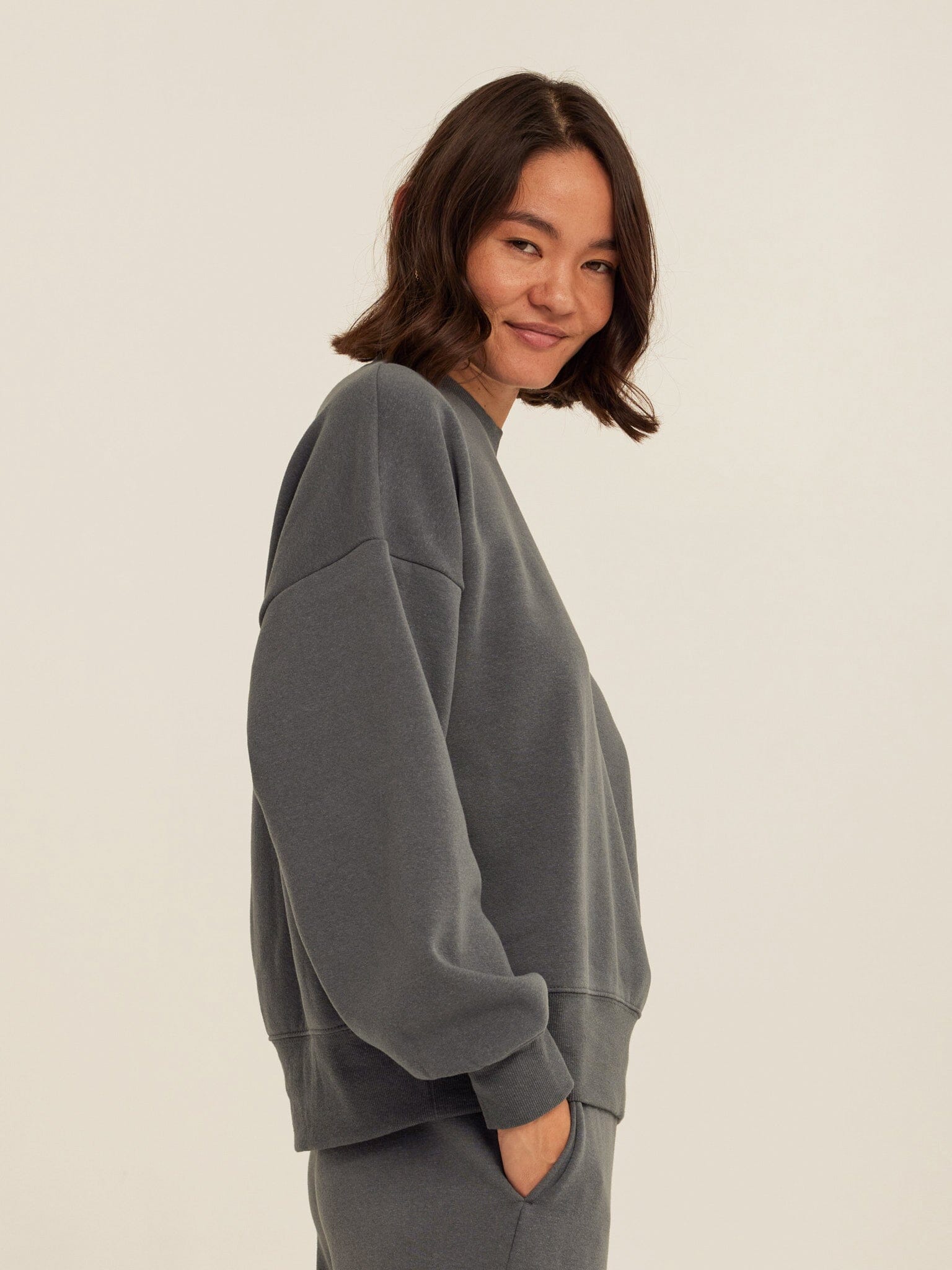 Core Triblend Fleece Crew Neck Sweatshirt in Charcoal Grey