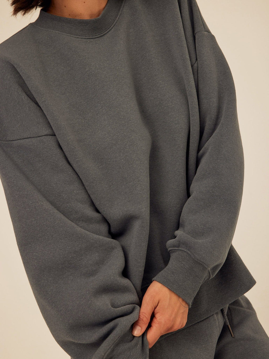 Core Triblend Fleece Crew Neck Sweatshirt in Charcoal Grey