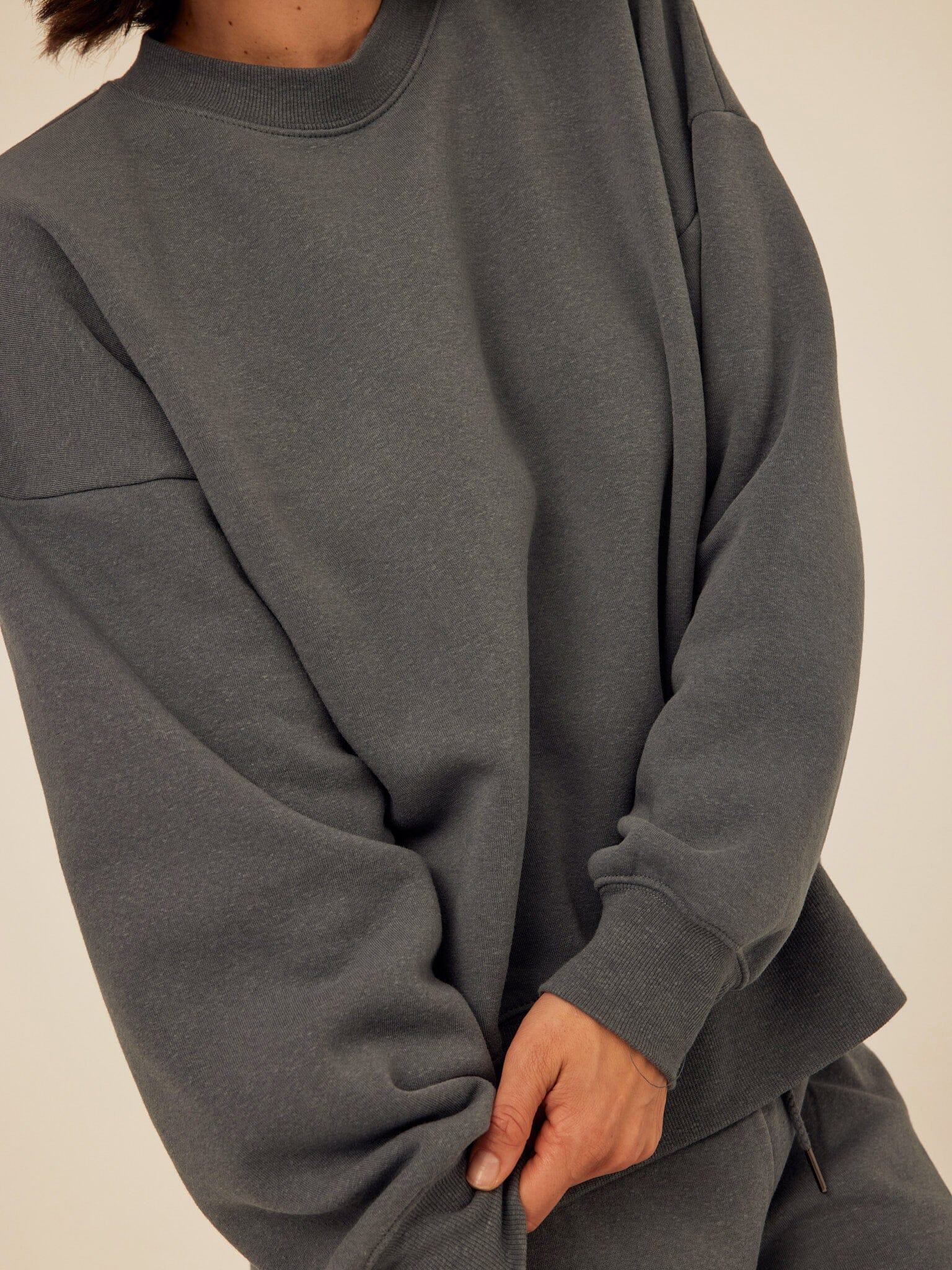 Core Triblend Fleece Crew Neck Sweatshirt in Charcoal Grey