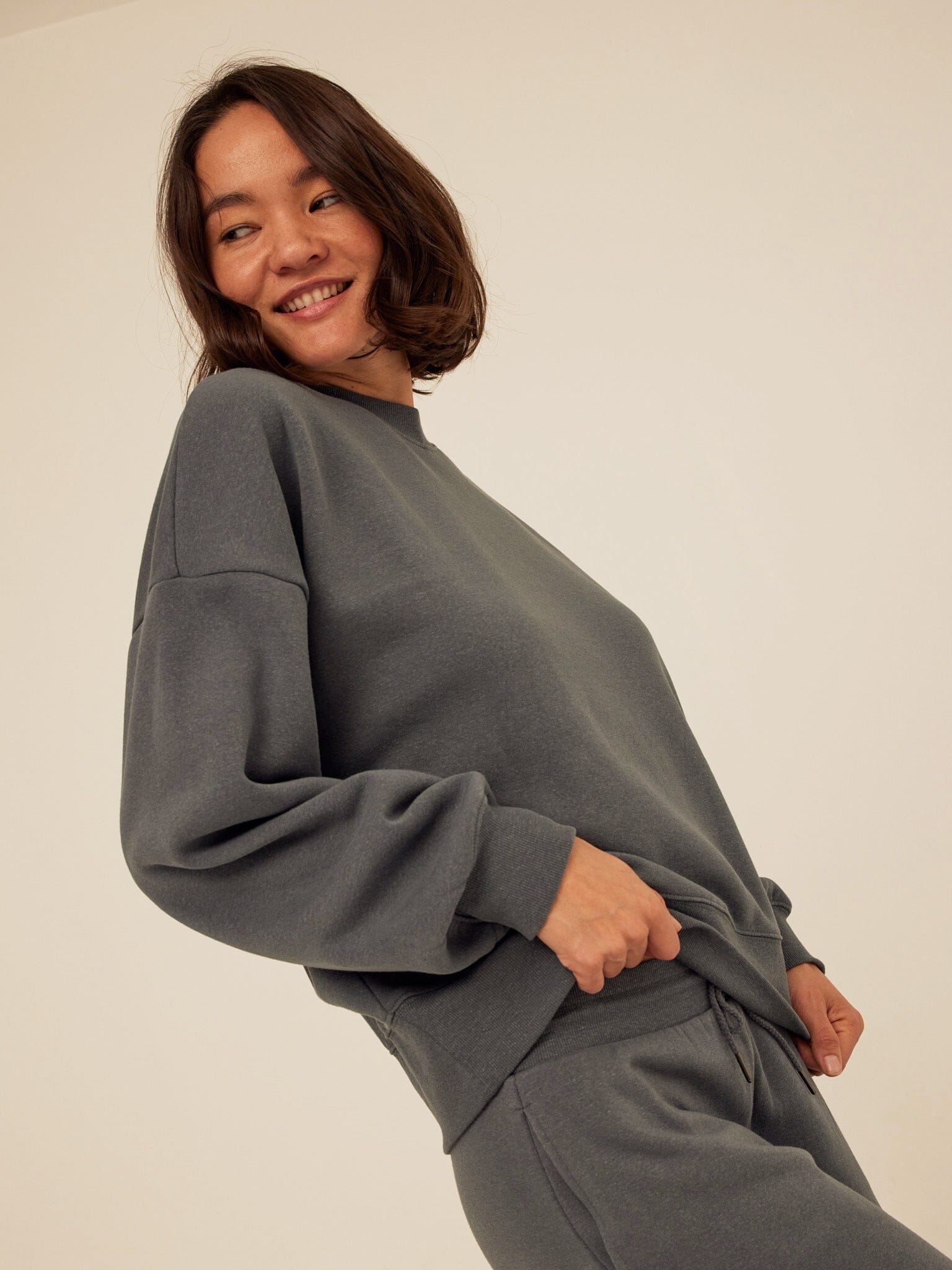 Core Triblend Fleece Crew Neck Sweatshirt in Charcoal Grey