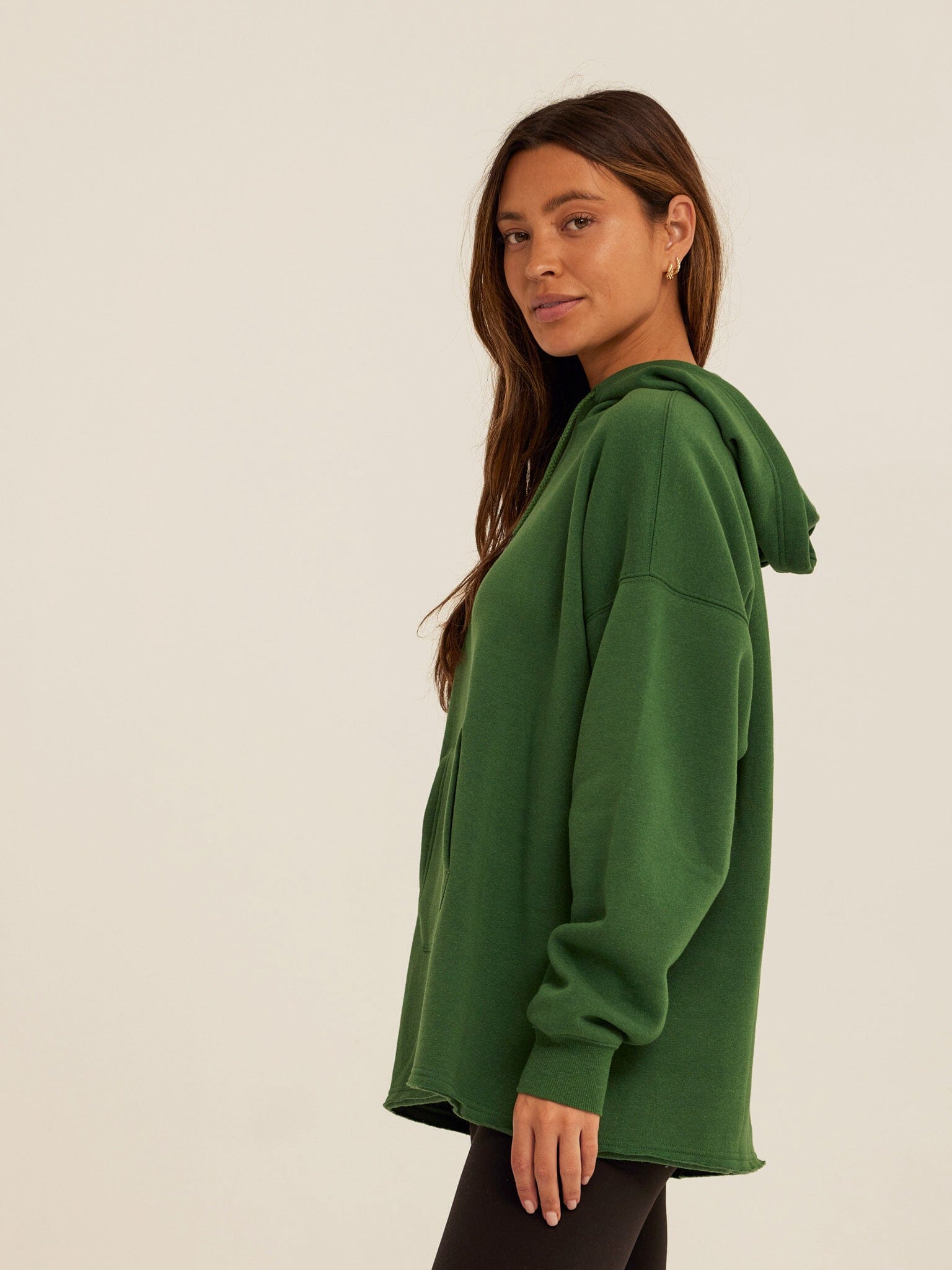 Women's Triblend Fleece Pullover Hoodie in Deep Forest Green
