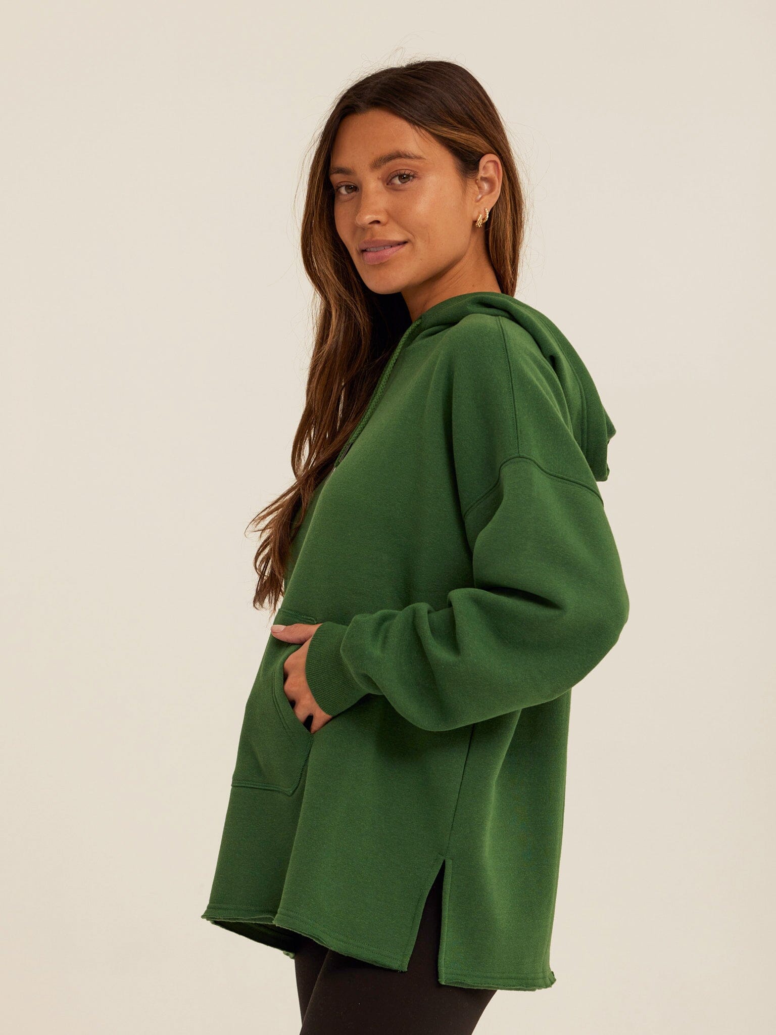 Women's Triblend Fleece Pullover Hoodie in Deep Forest Green