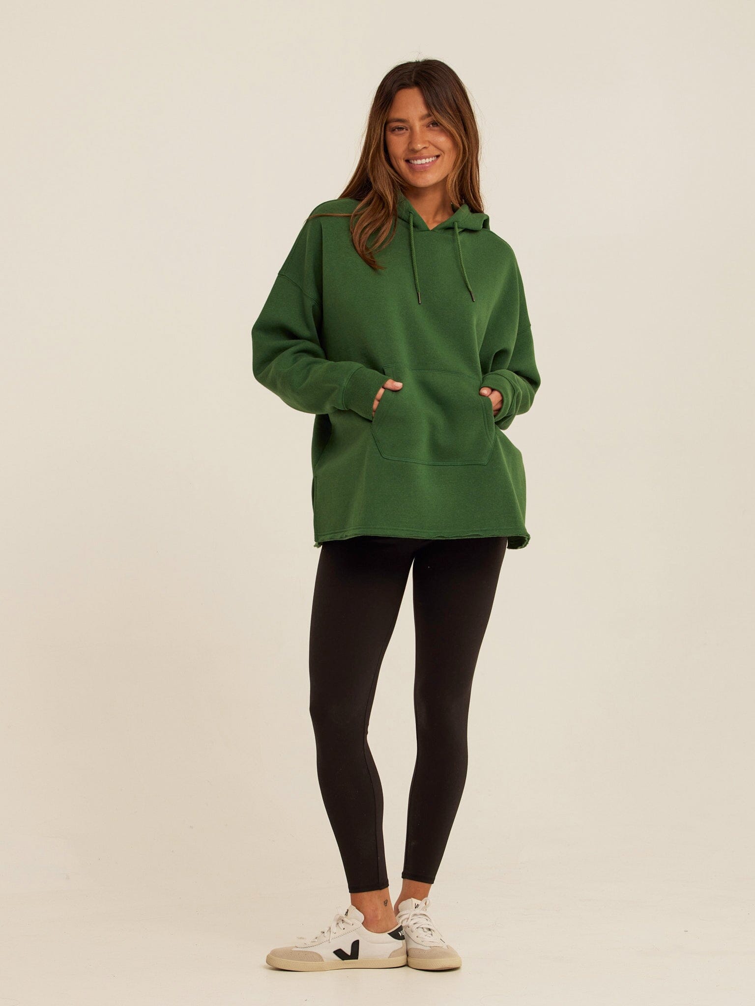 Women's Triblend Fleece Pullover Hoodie in Deep Forest Green