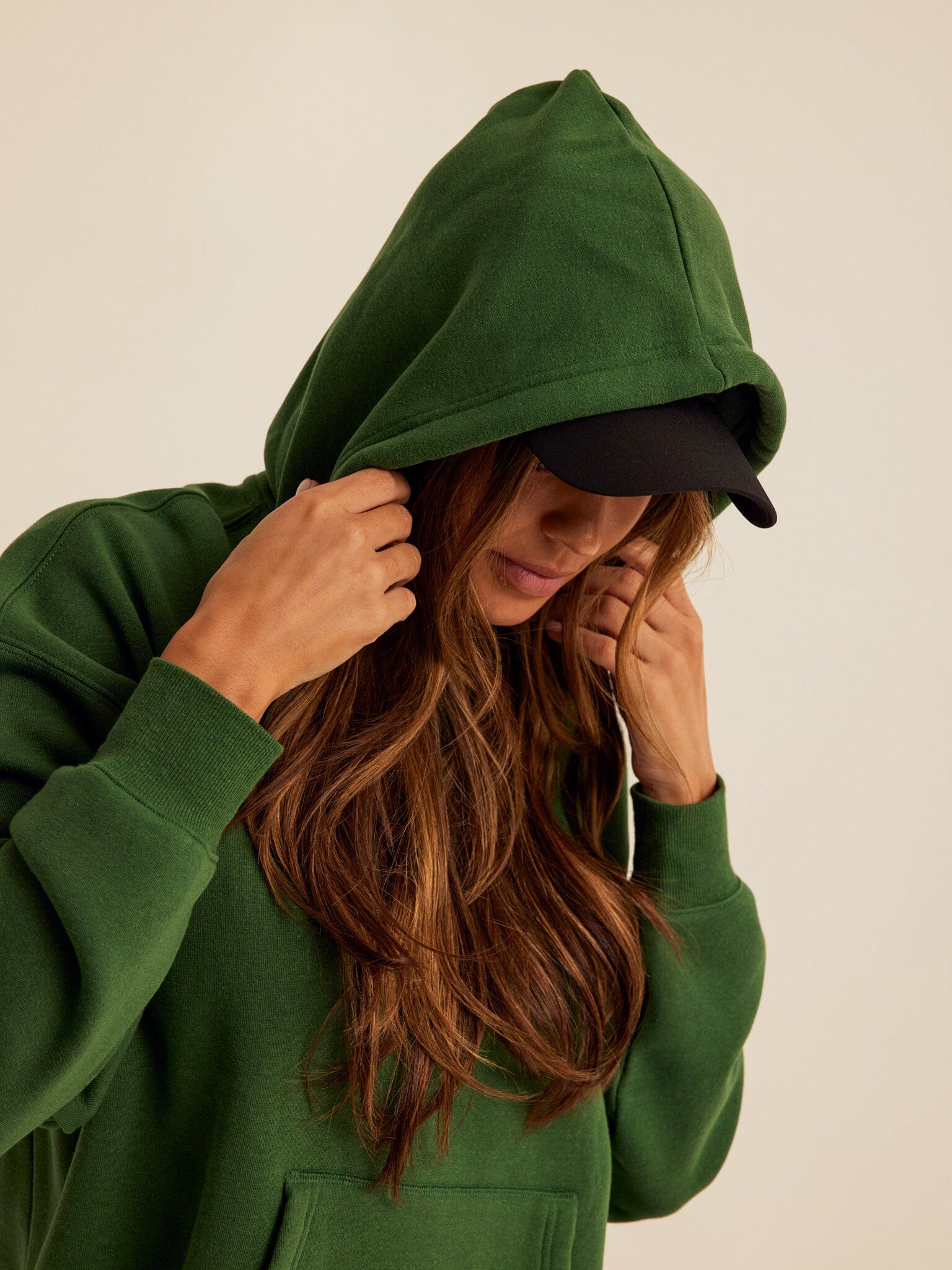 Women's Triblend Fleece Pullover Hoodie in Deep Forest Green