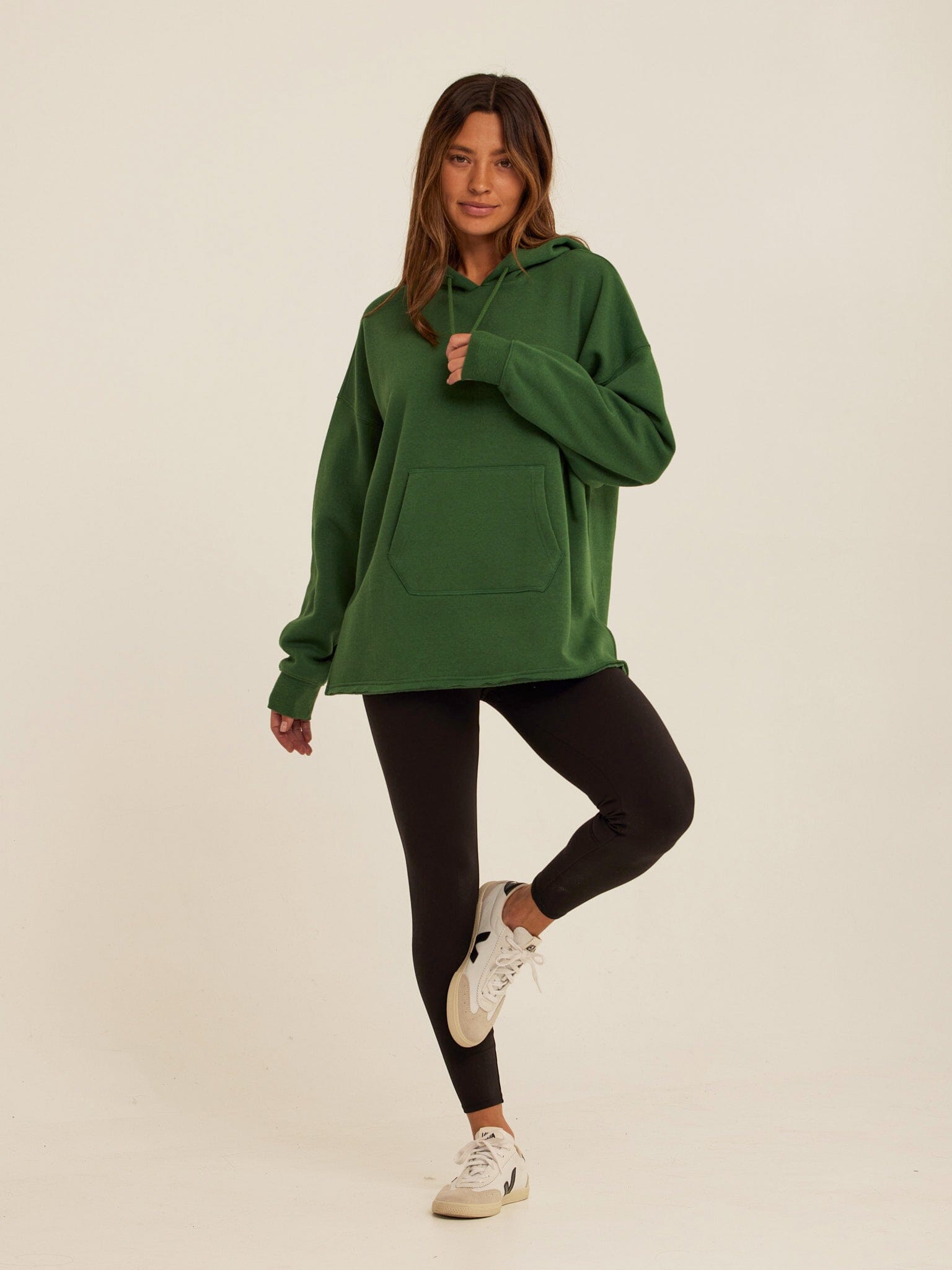 Women's Triblend Fleece Pullover Hoodie in Deep Forest Green