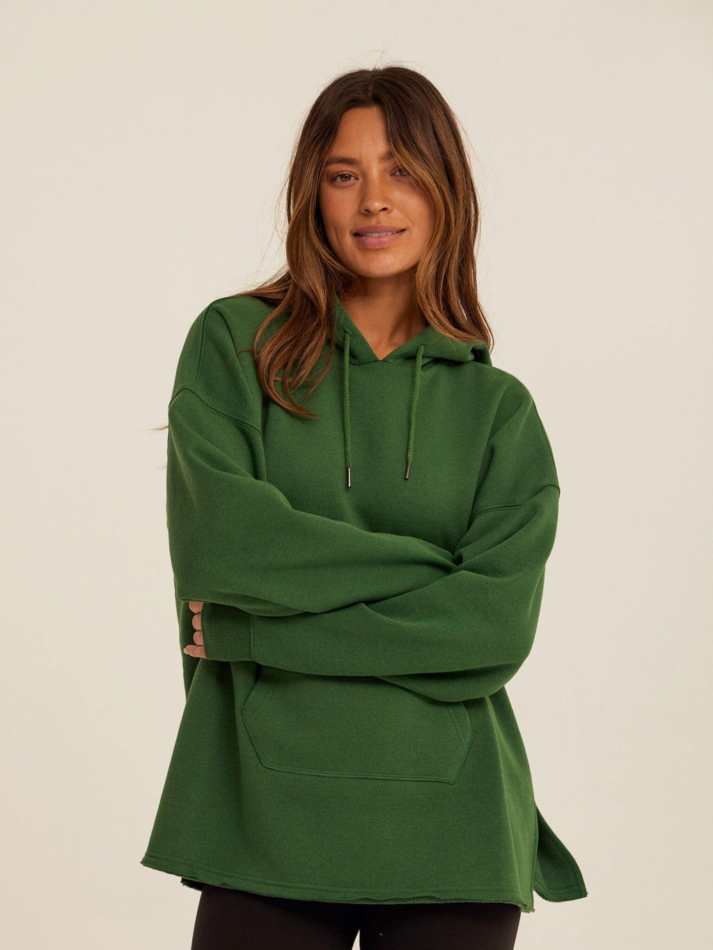 Women's Triblend Fleece Pullover Hoodie in Deep Forest Green