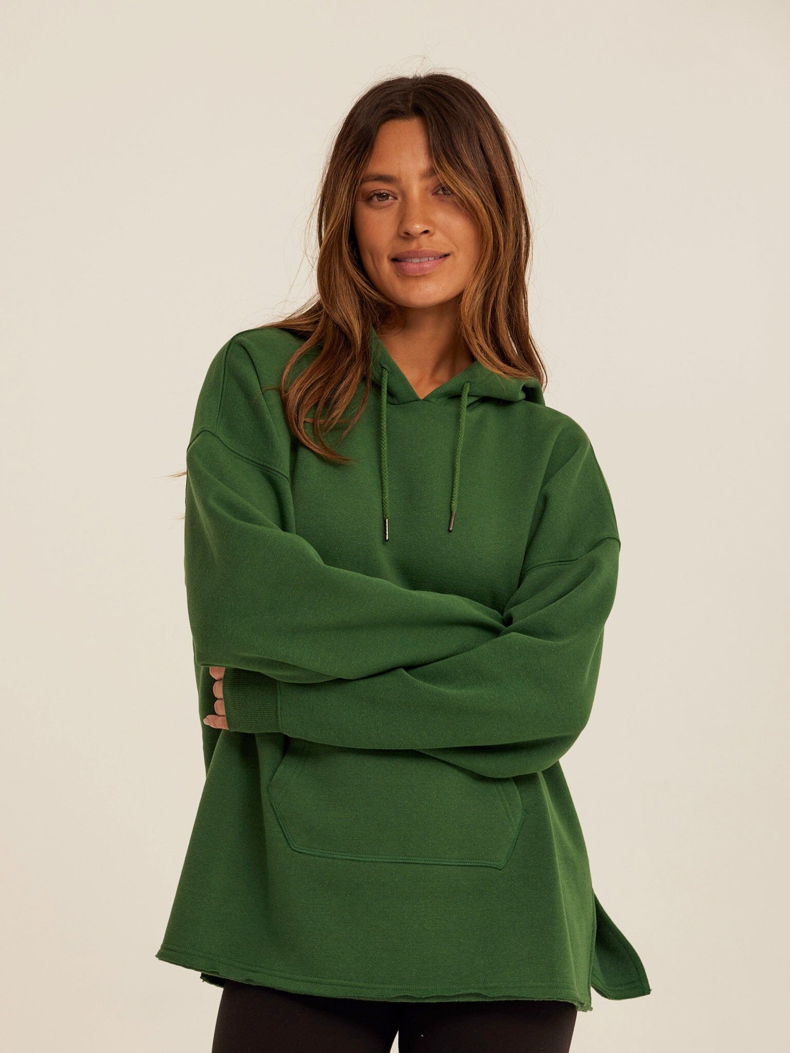 Women's Triblend Fleece Pullover Hoodie in Deep Forest Green
