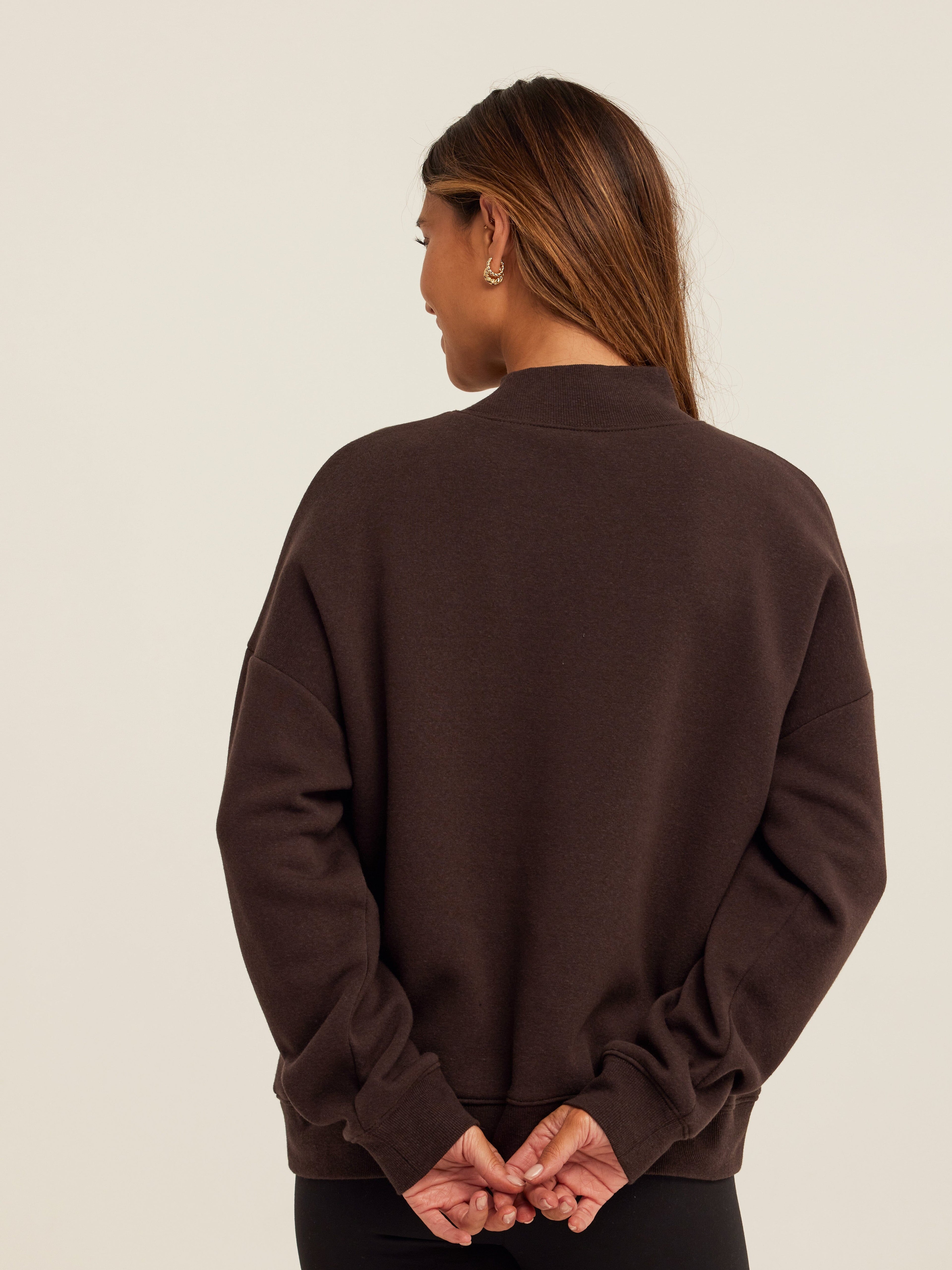 Karlie Mock Neck Pullover in Dark Brown