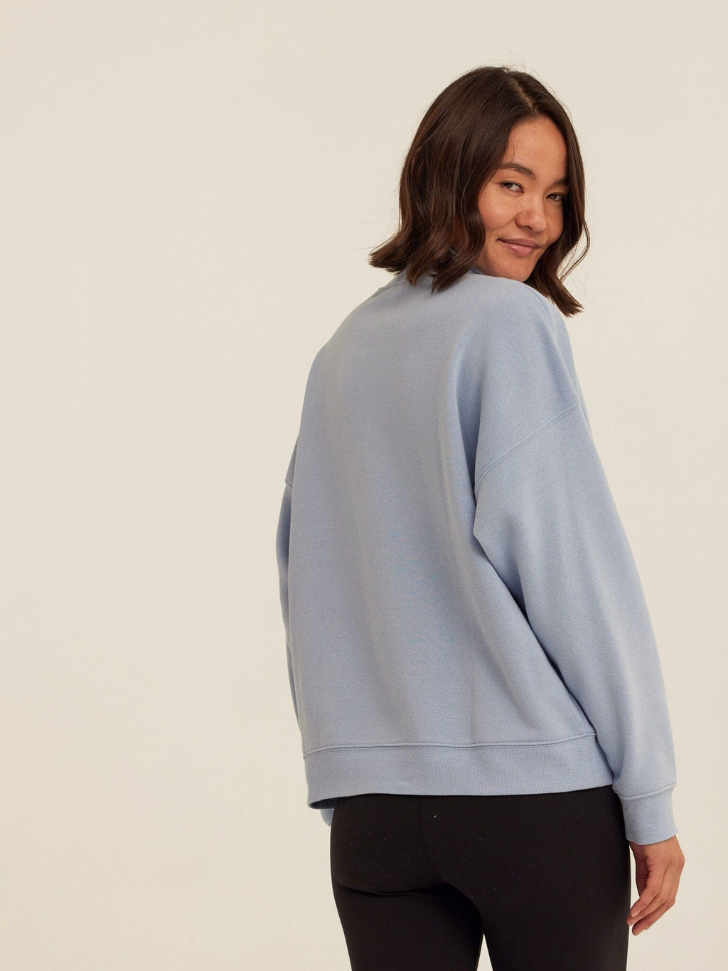 Karlie Triblend Fleece Mock Neck Pullover in Light Blue